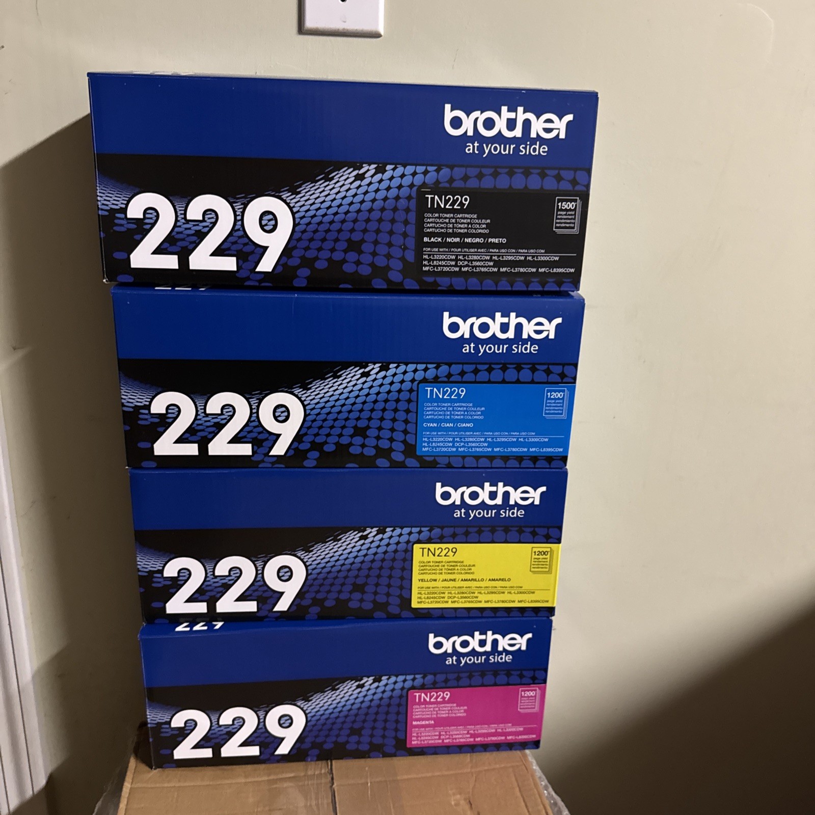 Brother TN229 4 Color Toner Set BK/C/Y/M New Fast Shipping - SEALED BOX