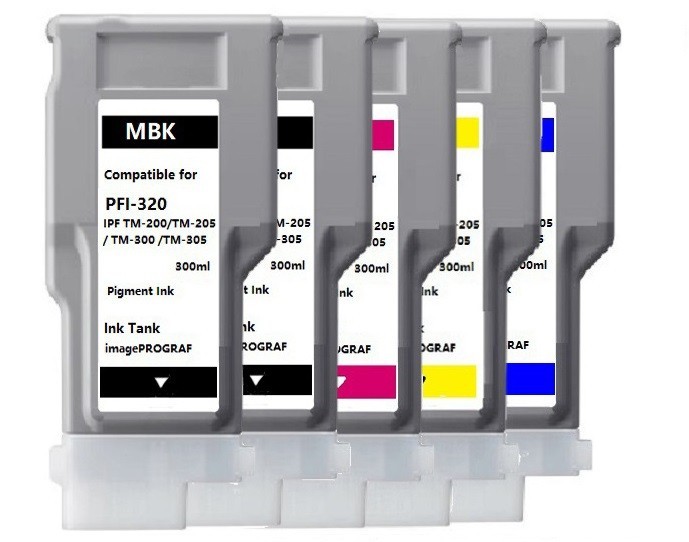 5 Pack PFI-320 Ink Cartridge tank Fit Canon iPF TM-200 TM-205 TM-300 TM-305