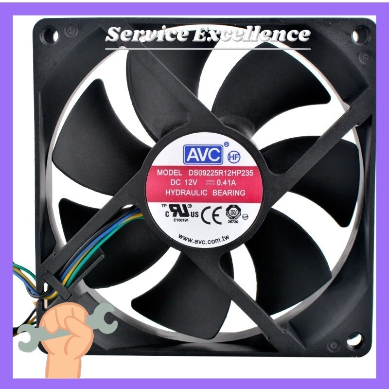 One AVC DS09225R12HP235 Axial Flow Fan Cooling Fan 92*92*25mm DC12V 0.41A 4-pin