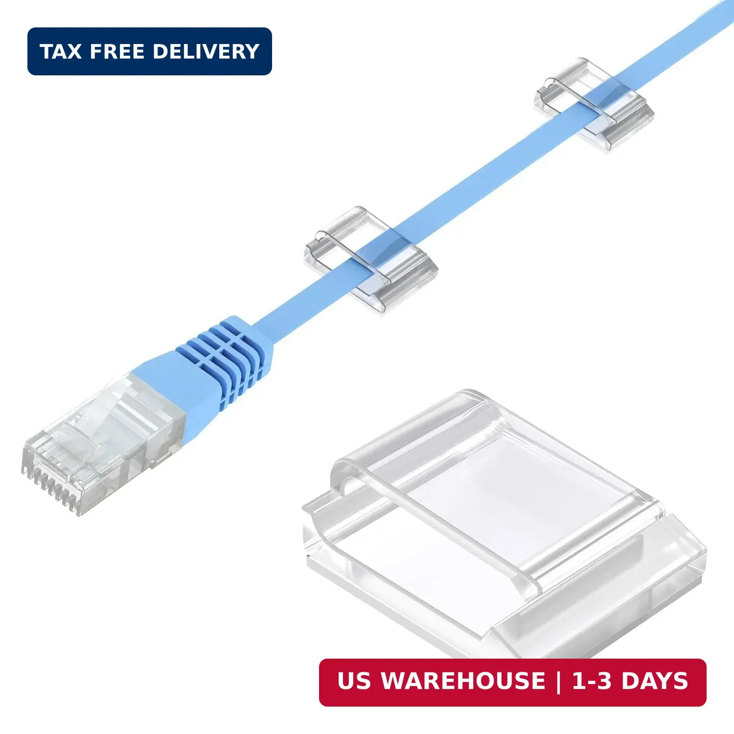 AGPTEK Ethernet Cable Clips, 100 PCS Adhesive Wire Clips, Flat Cord Clips Small