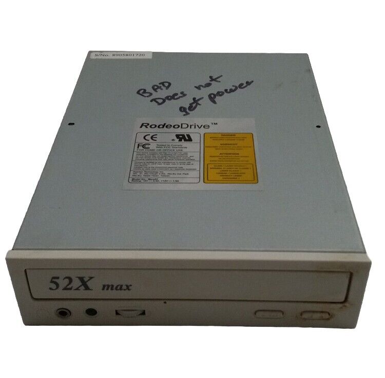 Vintage RodeoDrive 52x Max IDE CD-ROM Drive For Parts Only