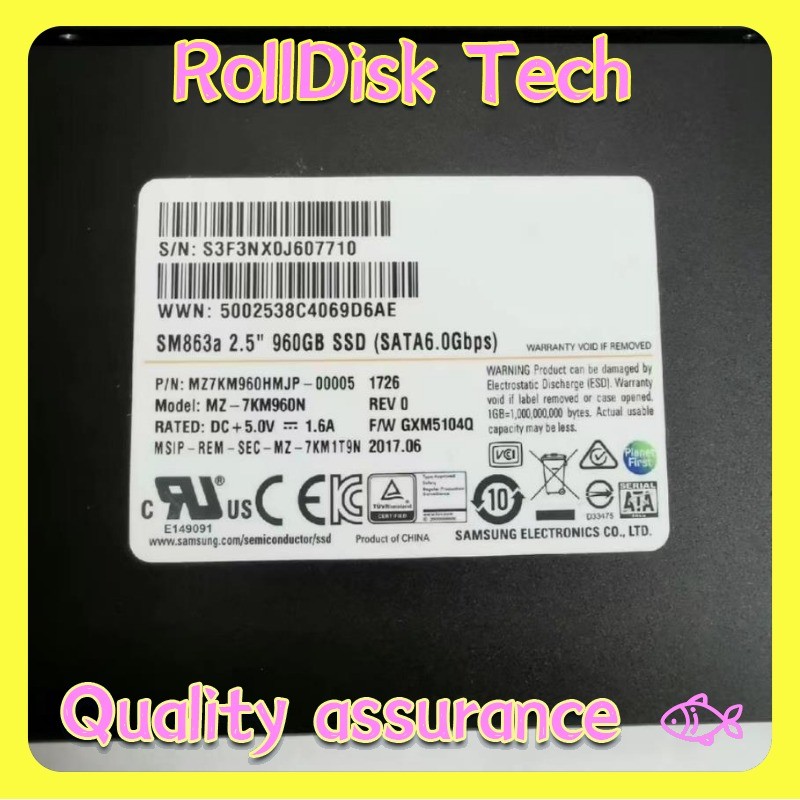 Samsung SM863a 960GB SSD MZ-7KM960N MZ7KM960HMJP-00005 GXM5104Q 2.5" SATA 6Gbps