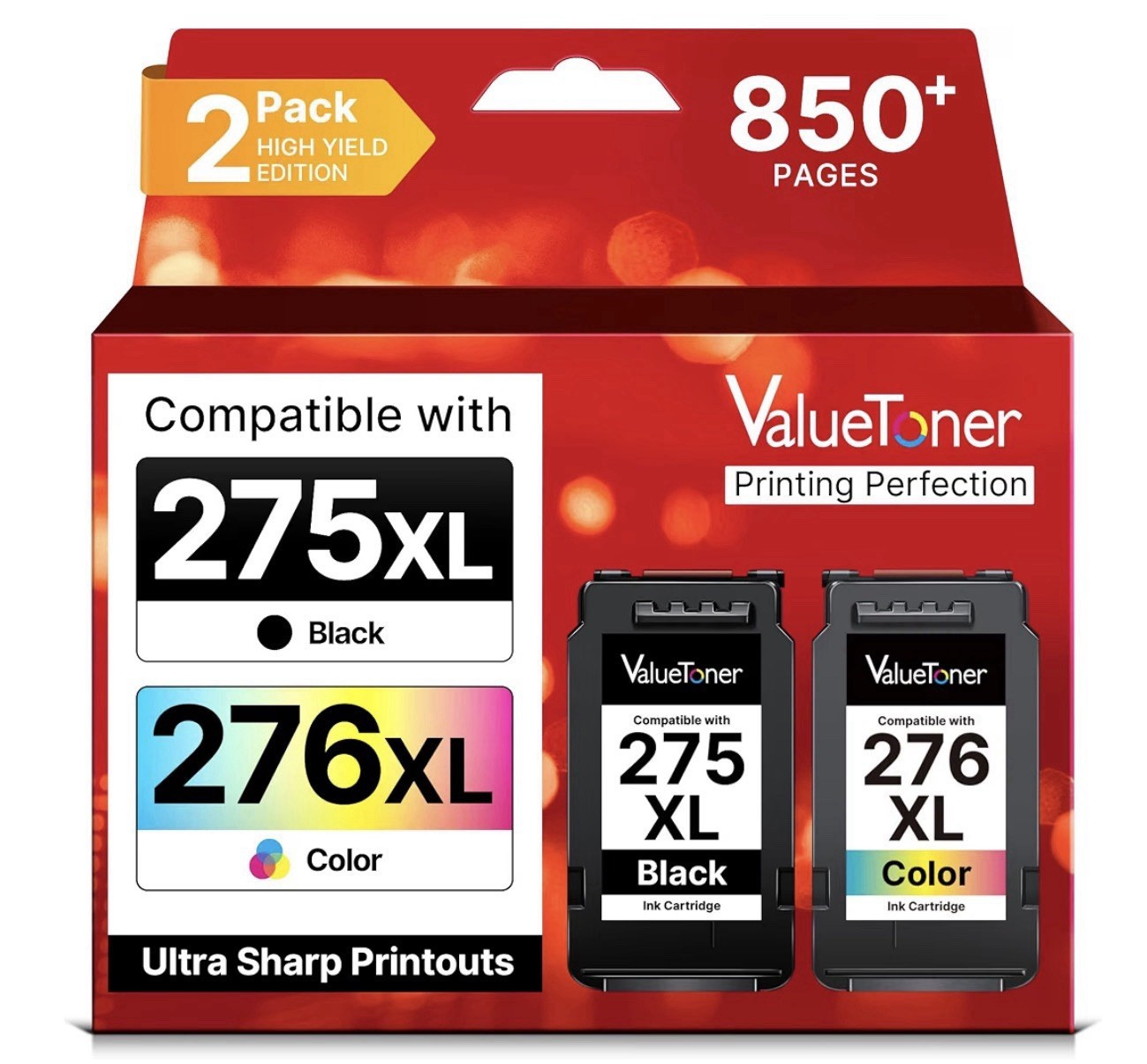 ValueToner Compatible Canon 275XL/276XL Ink, 2-Pack Black/Color High Yield