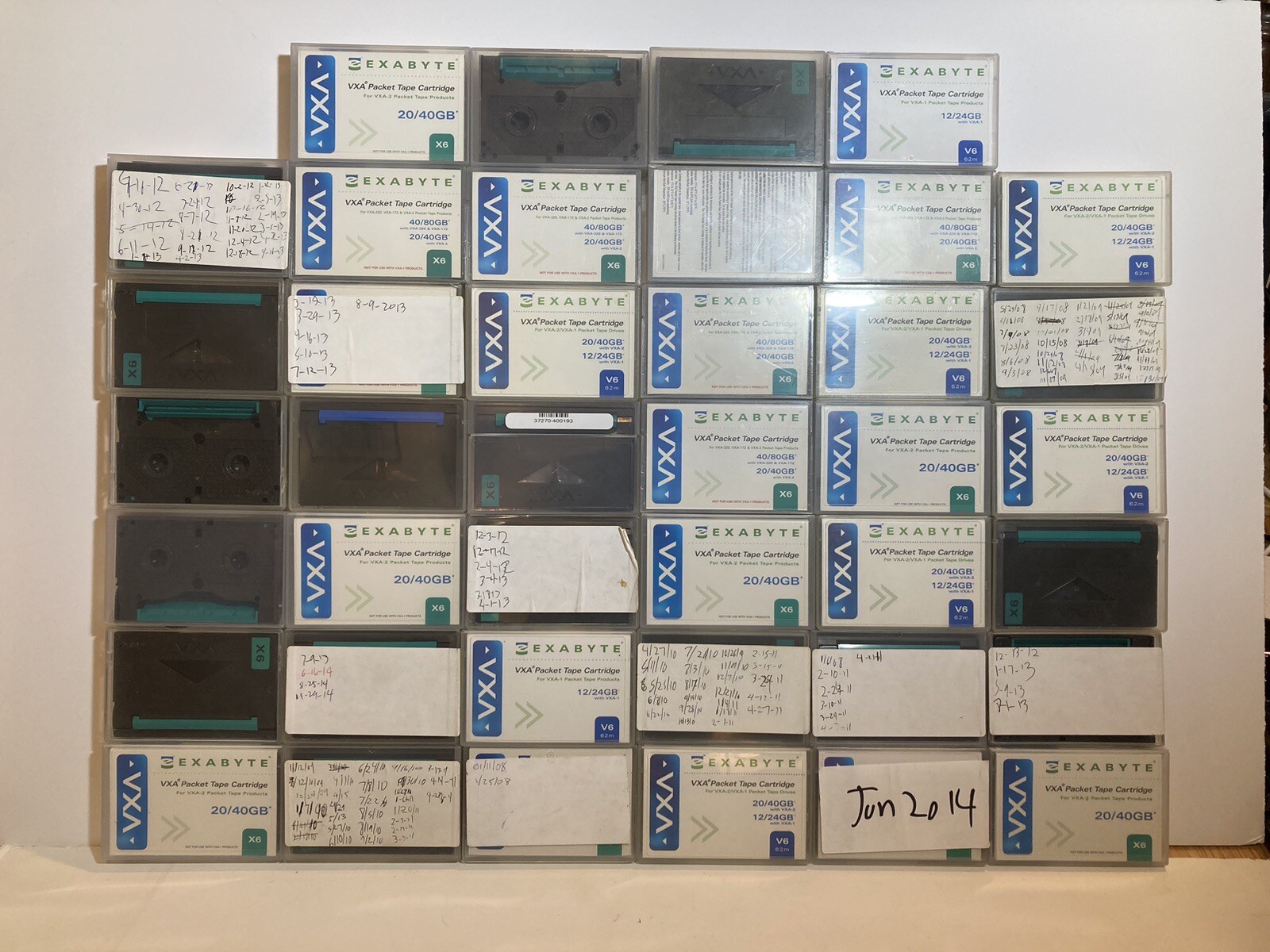 Lot of 40 Exabyte X6 20/40GB VXA-2 Packet Data Tape Backup Cartridge Ecrix