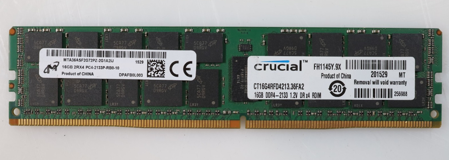 16GB Micron MTA36ASF2G72PZ-2G1A2IJ DDR4 PC4-2133P RDIMM Server Memory
