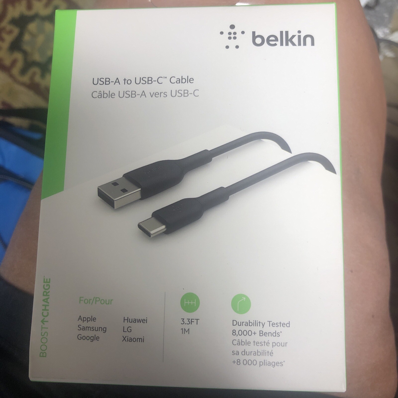 Belkin Boost Charge USB-C - USB-A ChargeSync Cable, 3.3 ft, EA (BLKCAB001BT1MBK)