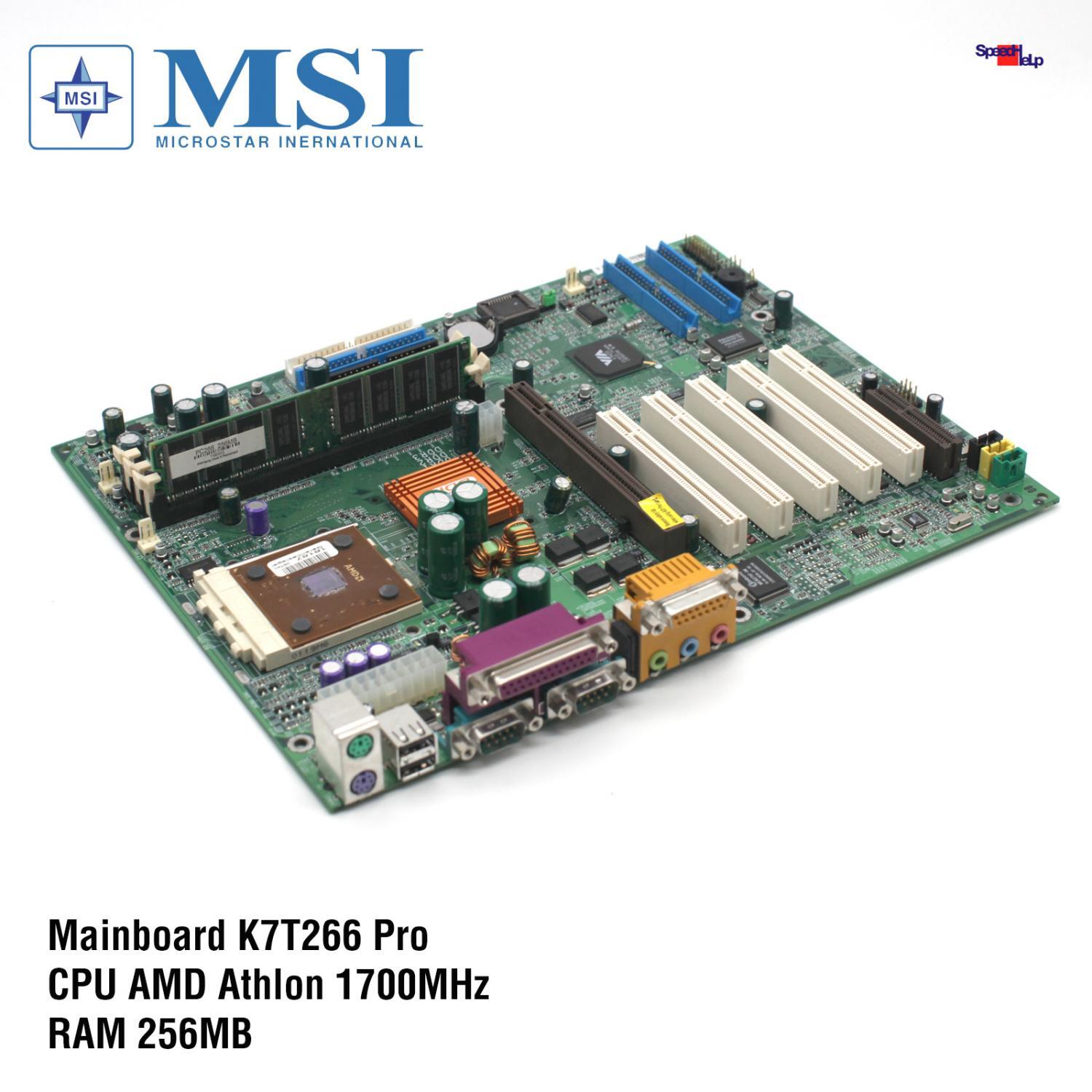 MSI K7T266 Pro Matherboard Computer With CPU AMD Athlon 1700MHZ RAM 256