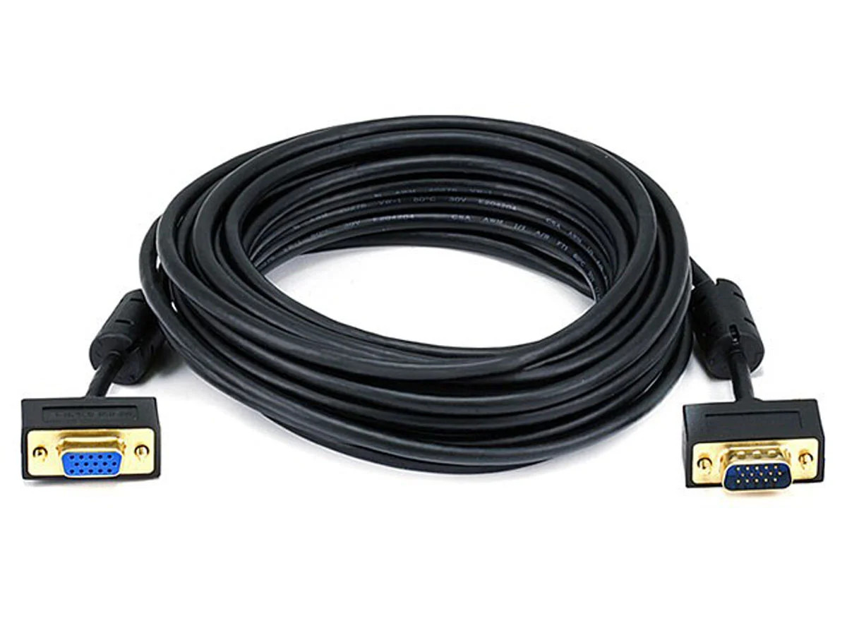 Ultra Slim SVGA Super VGA M/F Monitor Cable - 25 Feet With Ferrites | 30/32AWG