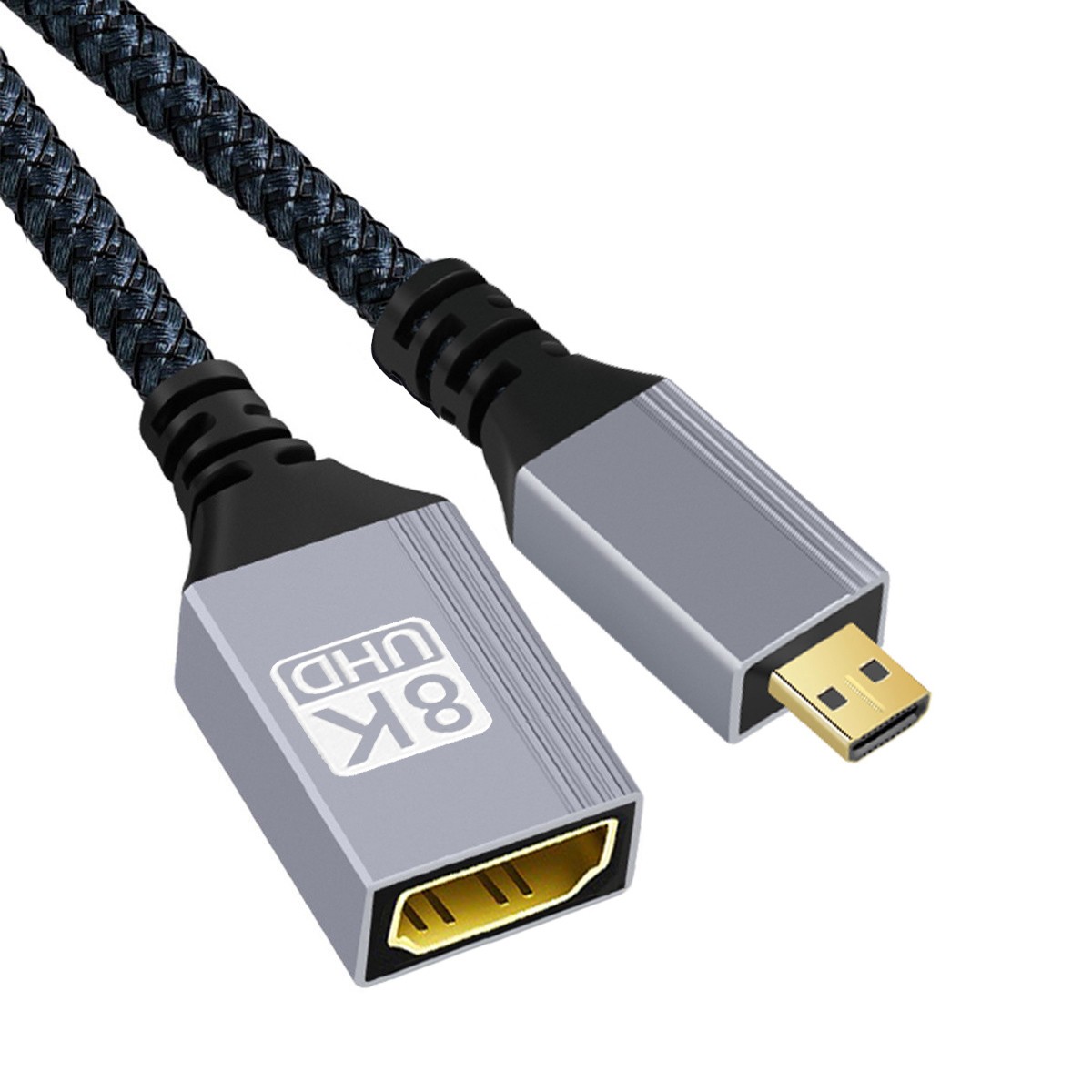 Micro/Mini HDMI to HDMI 8K60Hz 48Gbps Ultra High Speed Gold Plated Braided Cable