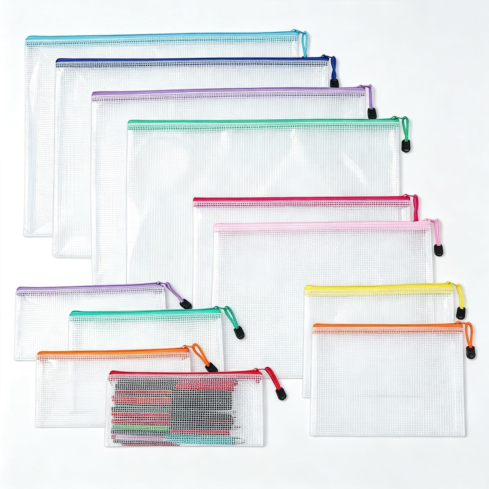 Mesh Zipper Pouch Bags 12pcs Waterproof Premium UtiliKey wjd 20260423 Pouches