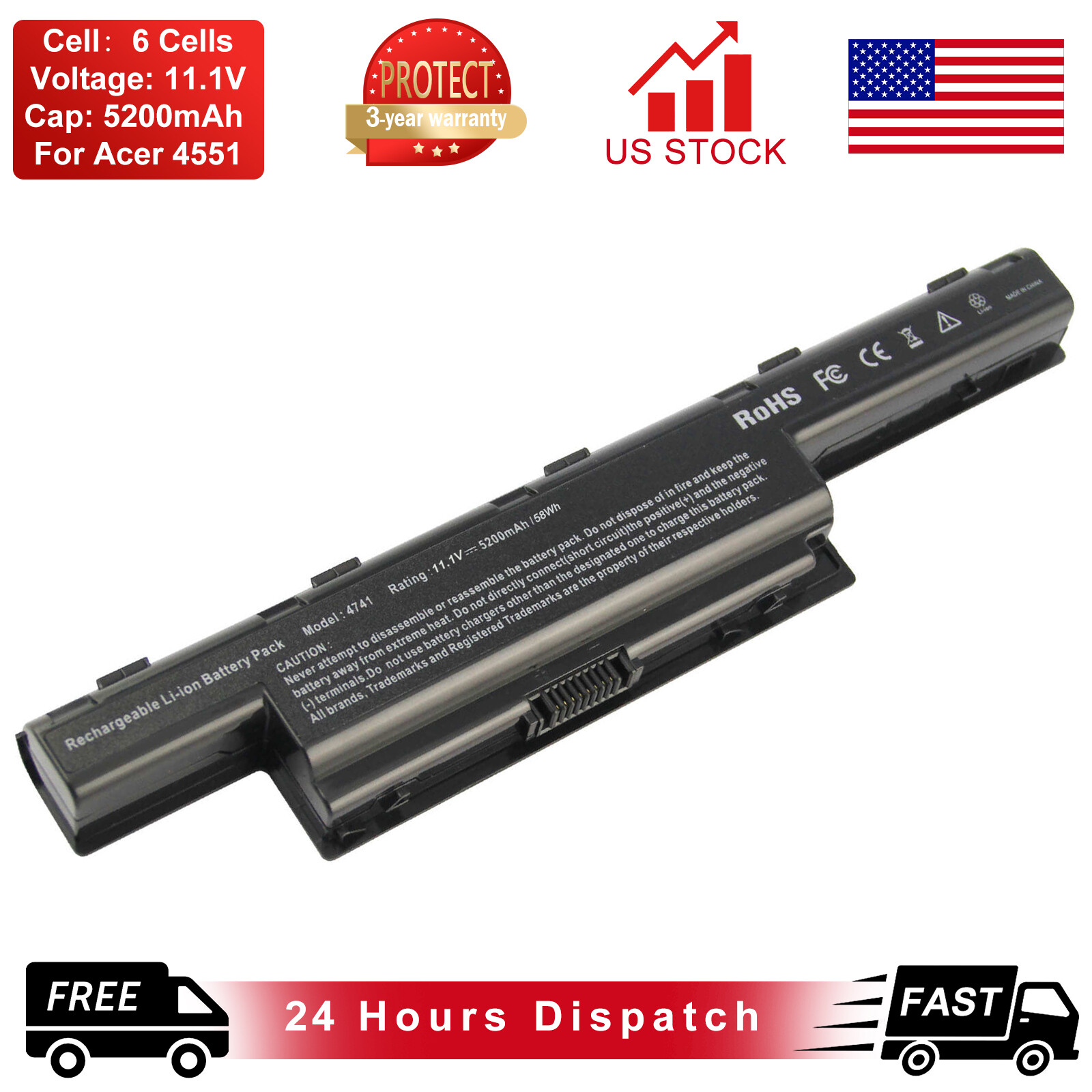 Battery for Acer AS10D5E AS10D56 AS10D81 Gateway NV49C13C NV59C43U NV53A11u