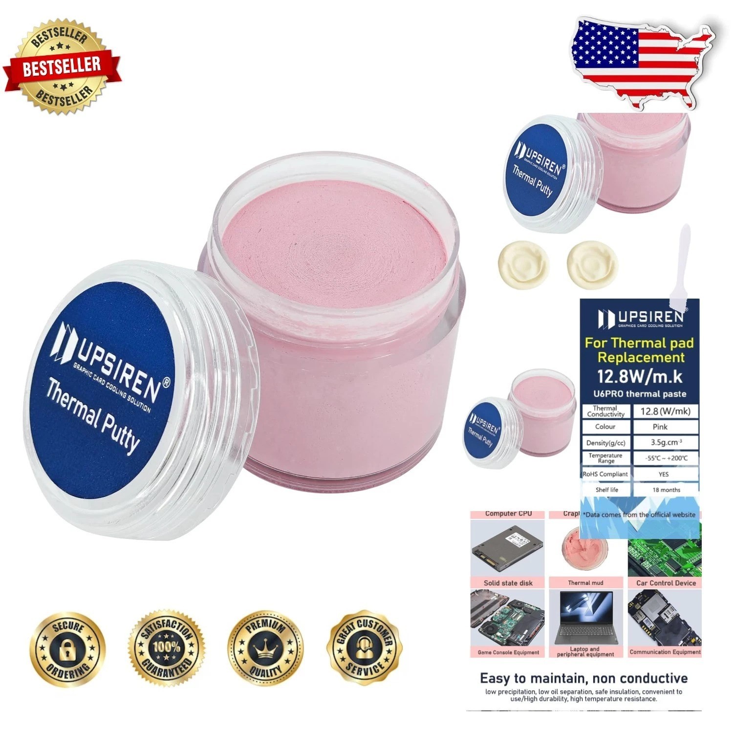 High-Performance Thermal Putty UTP-6 100g - GPU VGA IC, Auto-Dispense Ready