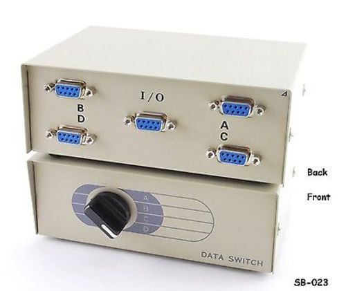 4-Way ABCD DB9 Female Manual Data Switch Box, Metal  - CablesOnline SB-023