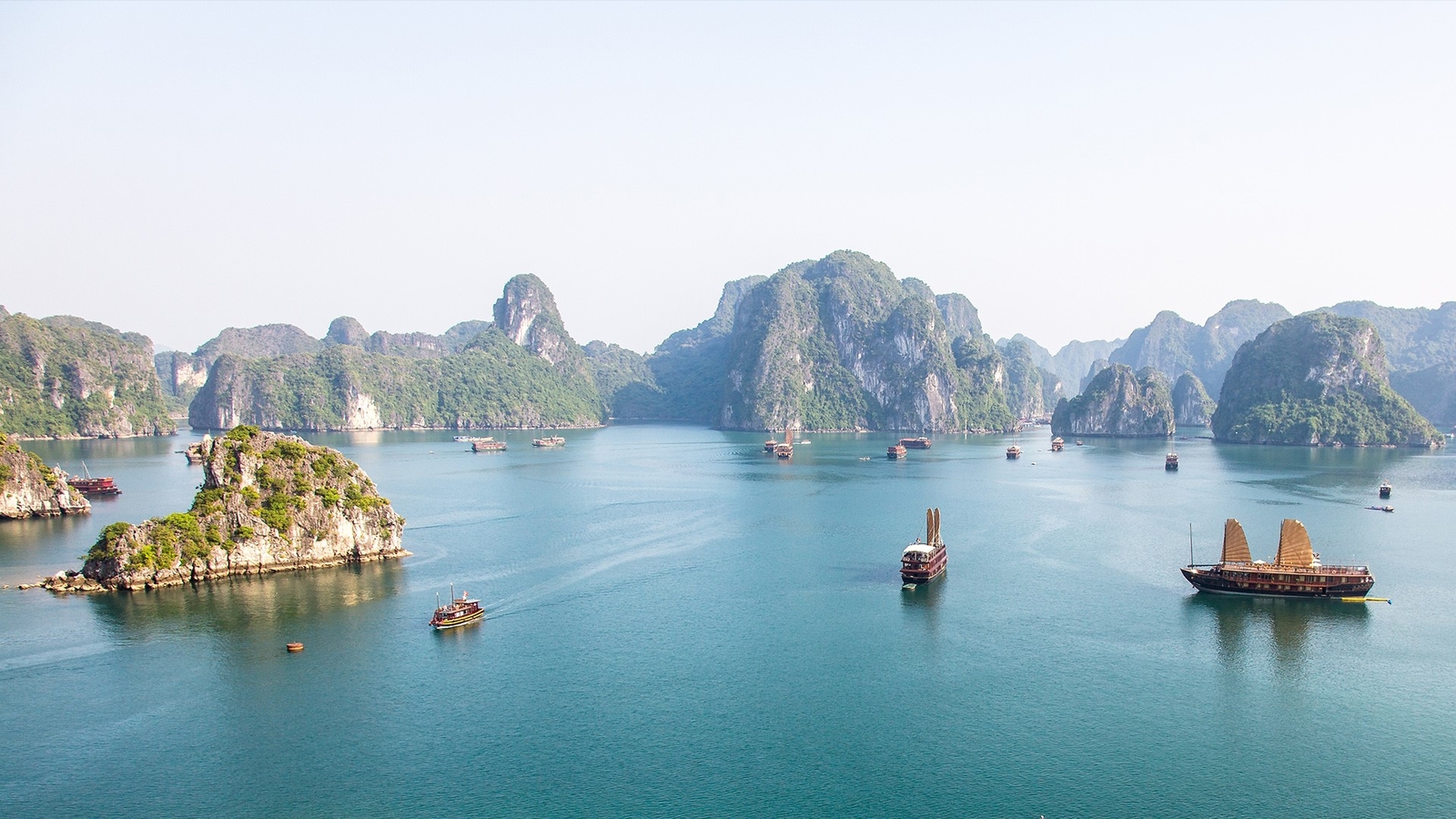 Landscape nature island mountains water boat bay halong Custom Gaming Mat Desk