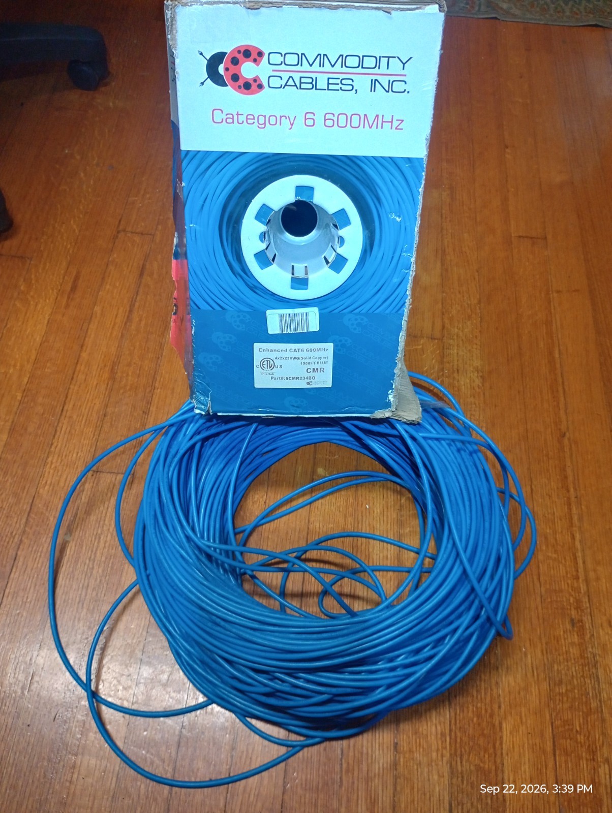 CAT6 Category 6 600MHz Ethernet Commodity Cables 6CMR234 CMR Riser 1000' CAT ETL