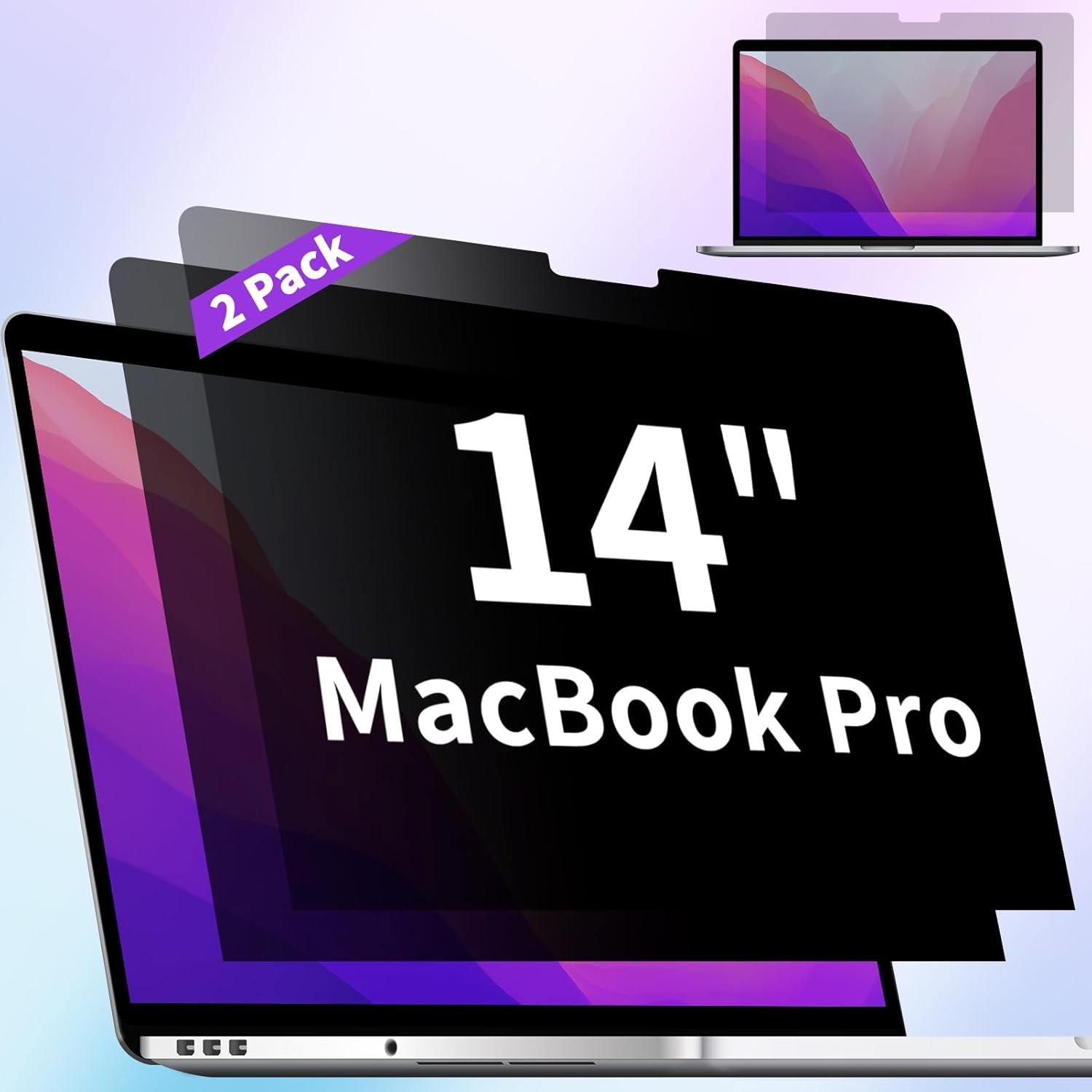 2 Pack Privacy Screen MacBook Pro 14 Inch(2021-2025,M1/M2/M3/M4/M5), Black 