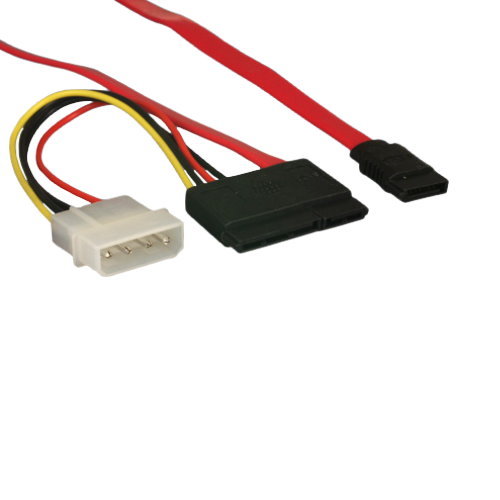18" SATA Data Power Cable Combo Adapter 7+15 Pin 22 Pin 26AWG Molex PC Device UL