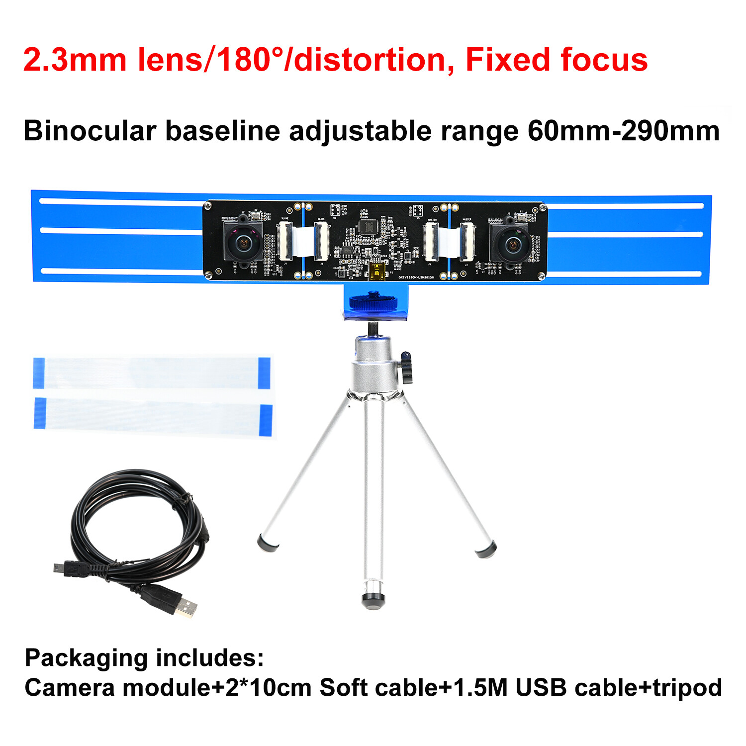 GXIVISION 4MP USB Camera Module Dual Lens Synchronous,MJEG 3840x1080 30fps,3D VR