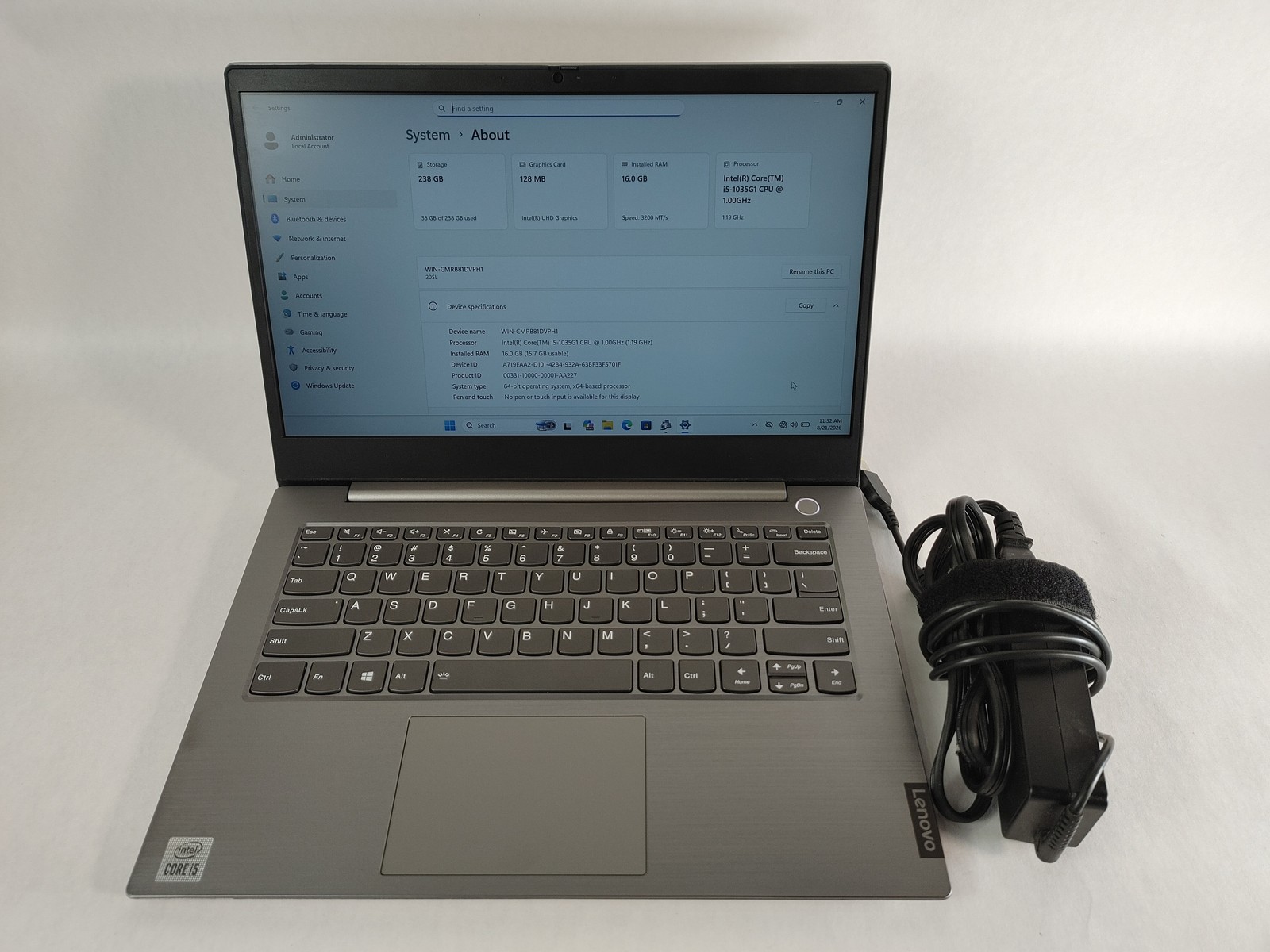 Lenovo ThinkBook 14-IIL Core i5-1035G1 1.00 GHz 16 GB DDR4 256 GB NVMe Windows