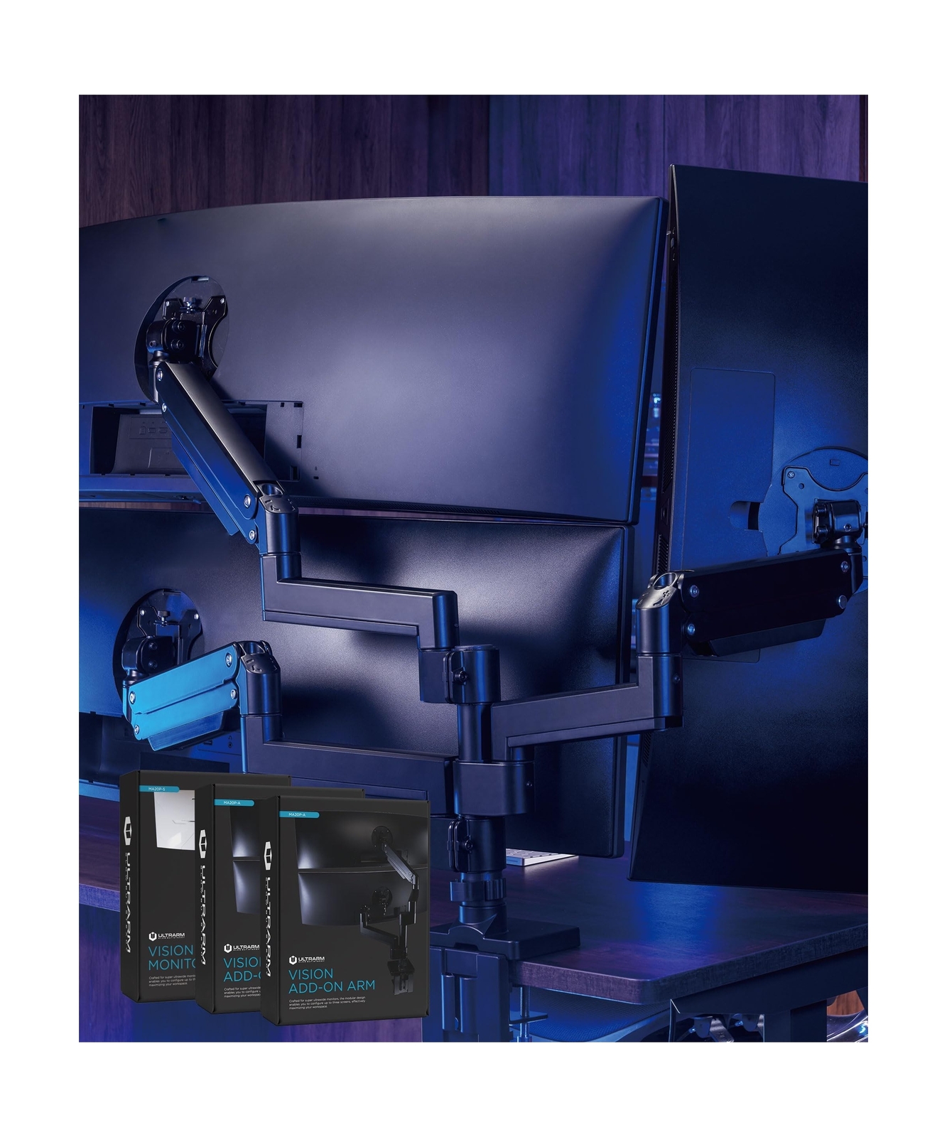 Heavy Duty Triple Monitor Arm for Ultrawide Monitors up to 57" and 44 lbs, Du...