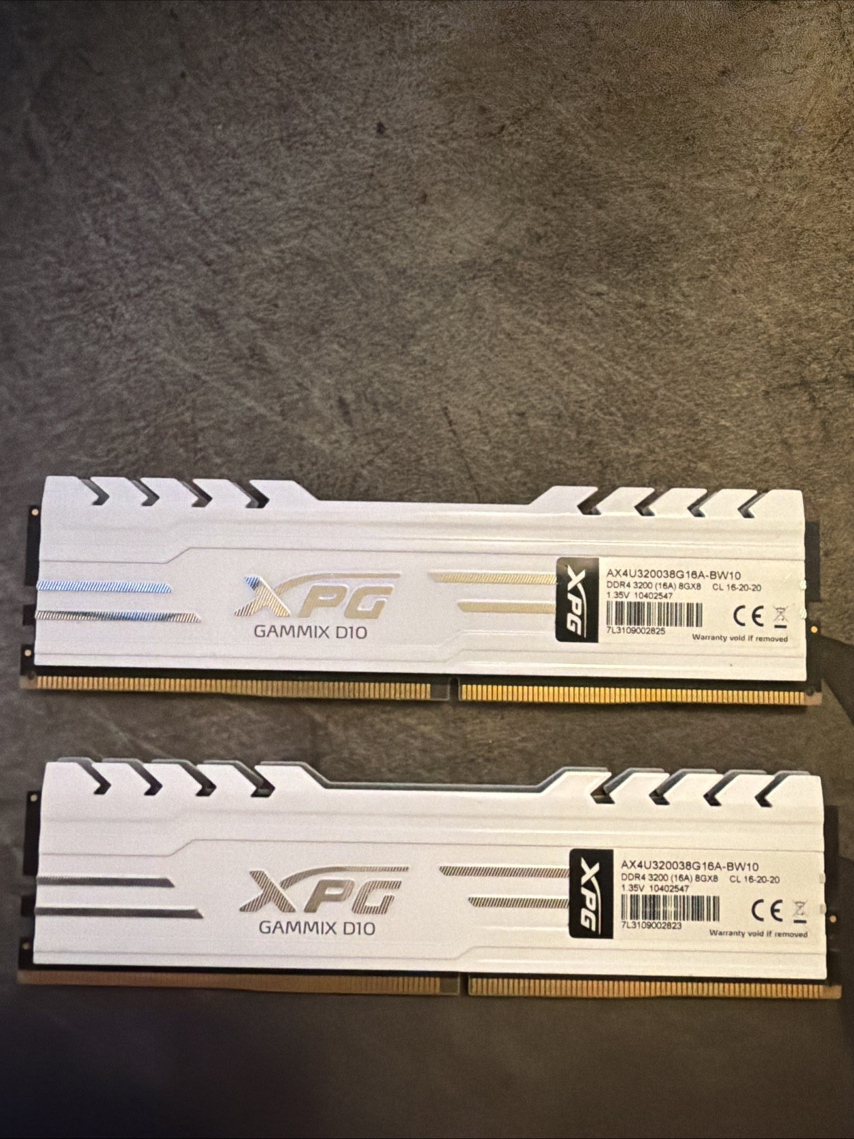 2 Sticks Of XPG GAMMINX 8GB DDR4 Ram - White