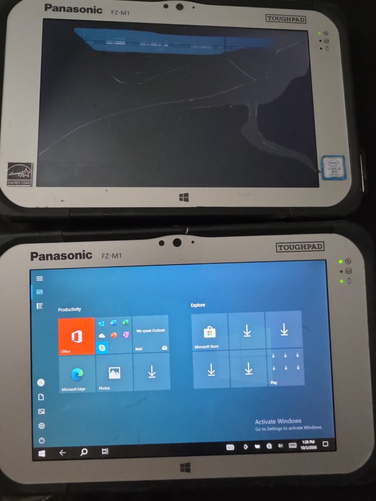 LOT OF 2 Panasonic Toughpad FZ-M1 JEBGAVM  Intel i5-7Y57 8GB RAM 256GB SSD LTE