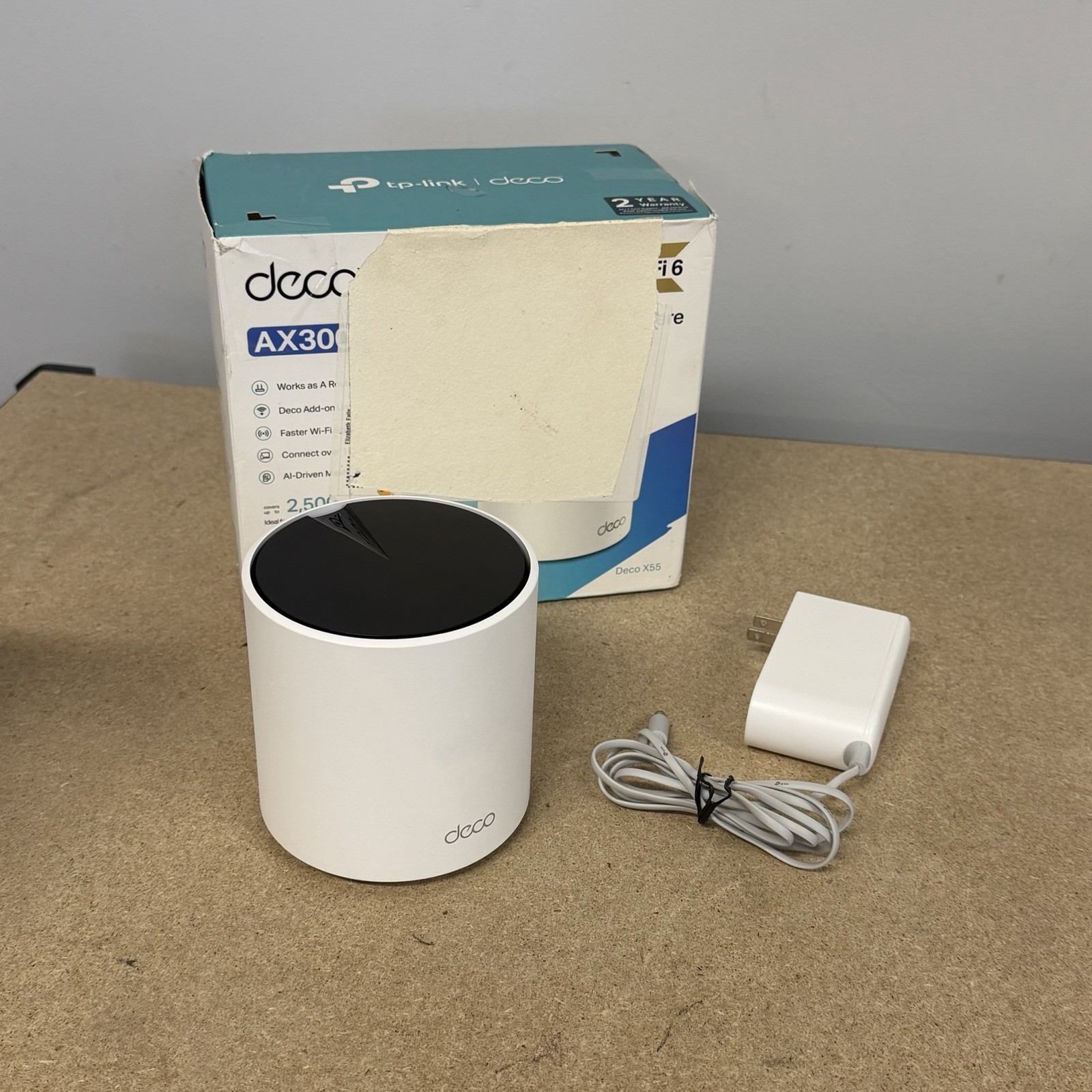 TP-Link Deco X55 A3500 WiFi 6 Mesh System Wireless Router w/ Power Cord Bundle
