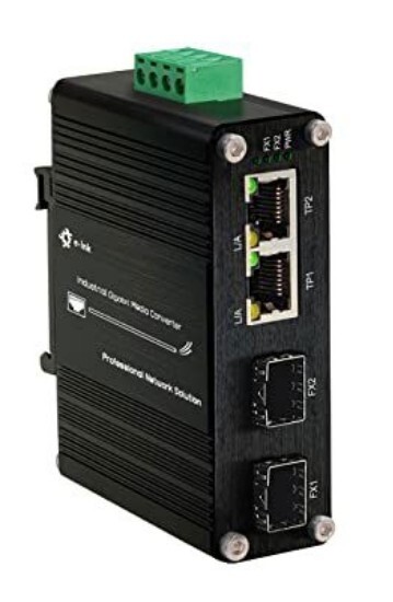 Mini Industrial 2 Ports Gigabit Media Converter Outdoor Din Rail Mount Hardened