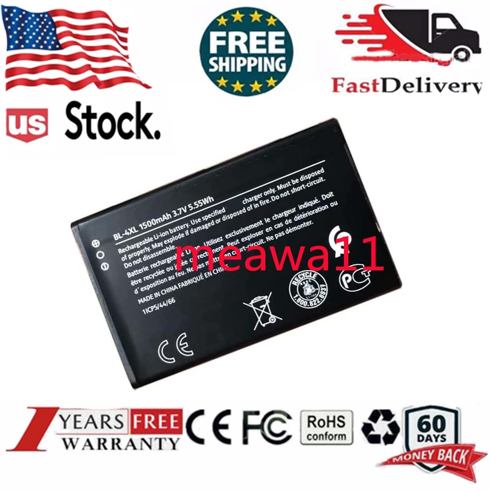 Li-ion BATTERY BL-4XL for Nokia 8000 4G / 6300 4G TA-1324 TA-1311 T-Mobile 3.7V