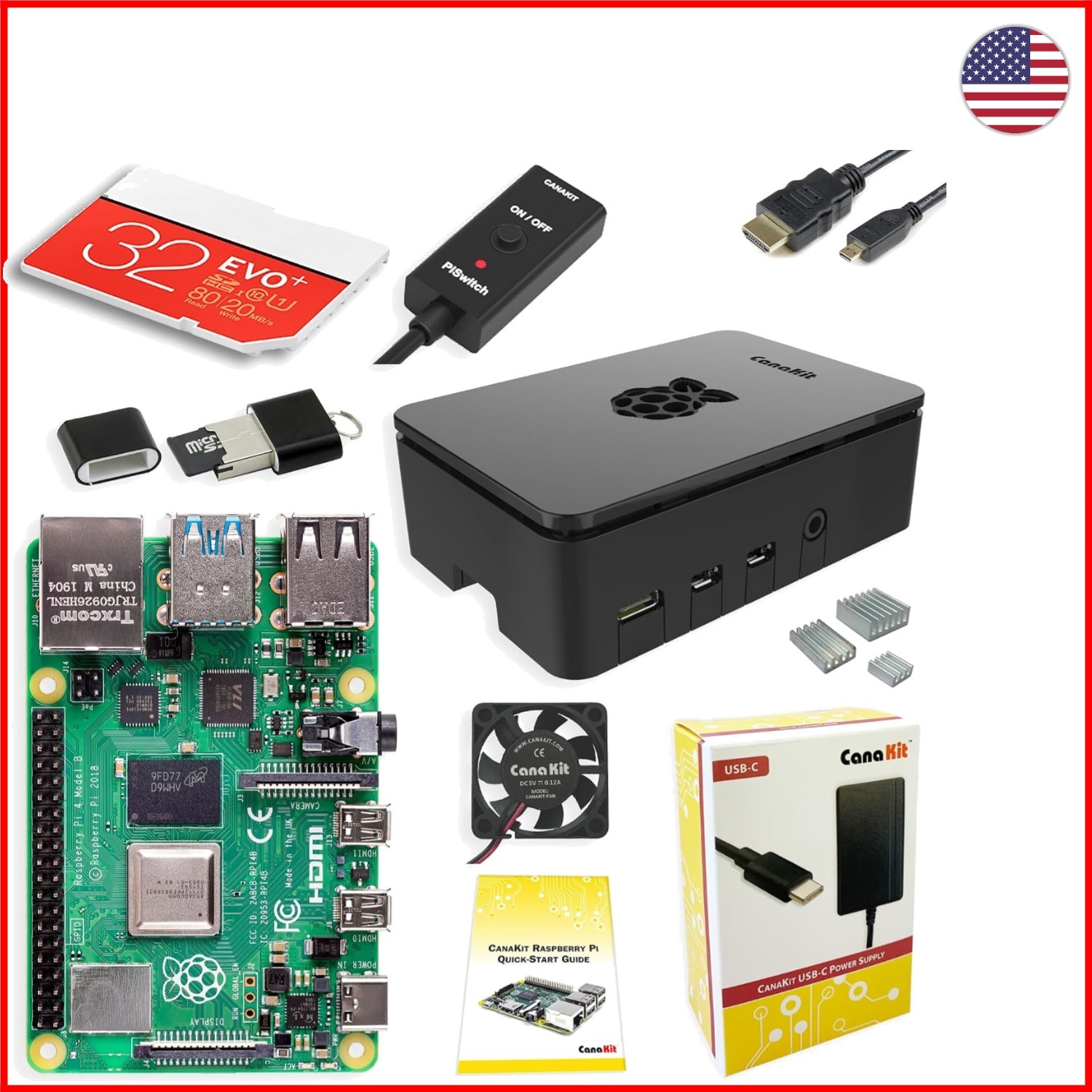 All-In-One Raspberry Pi 4 4GB Kit with  Case, Ideal for Creative Projects
