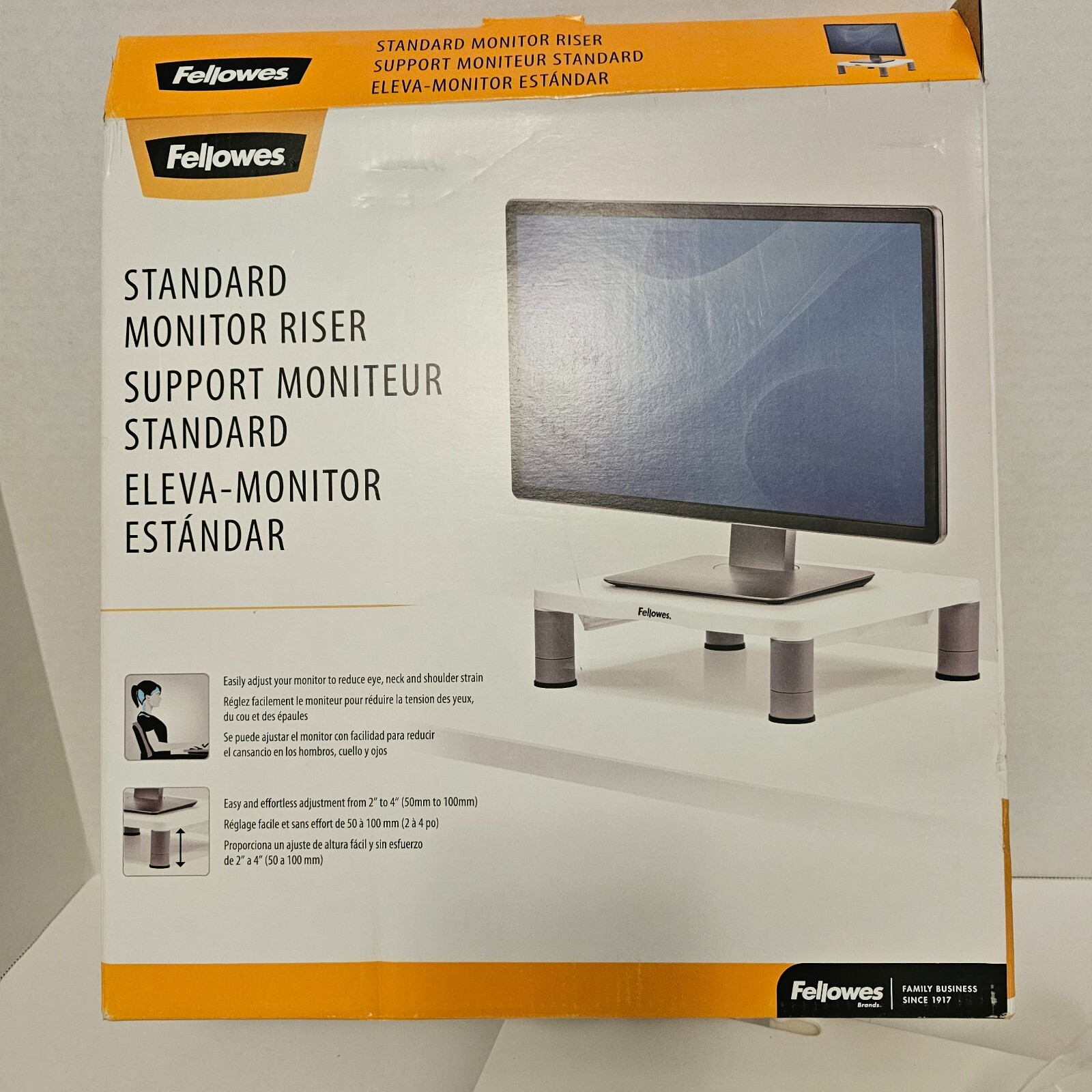 Fellowes Standard Monitor Riser 91712 Open Box White Gray
