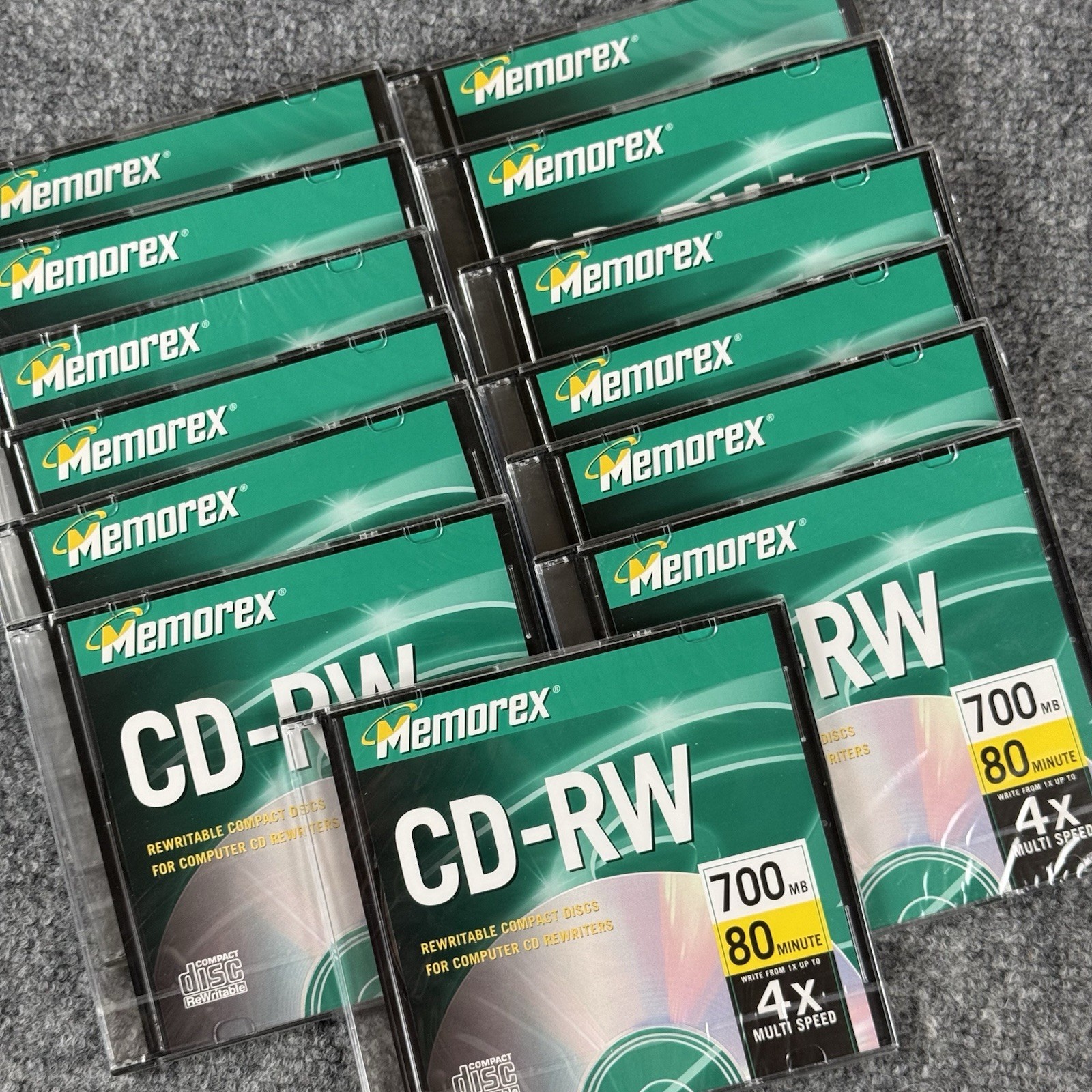 Lot of x13 Memorex CD-RW Rewritable Discs 700MB 80Min 4x *New/Sealed*