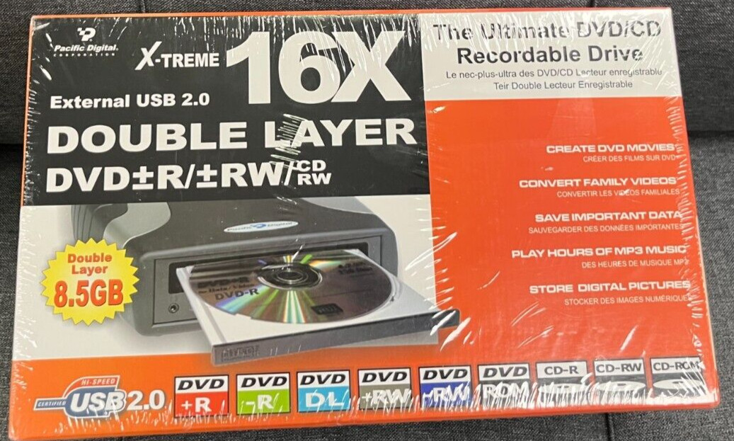 Pacific Digital X-Treme 16x DVD+-R/+-RW/CDRW ExtUSB 2.0 #U-30297-RV1 Brand-New