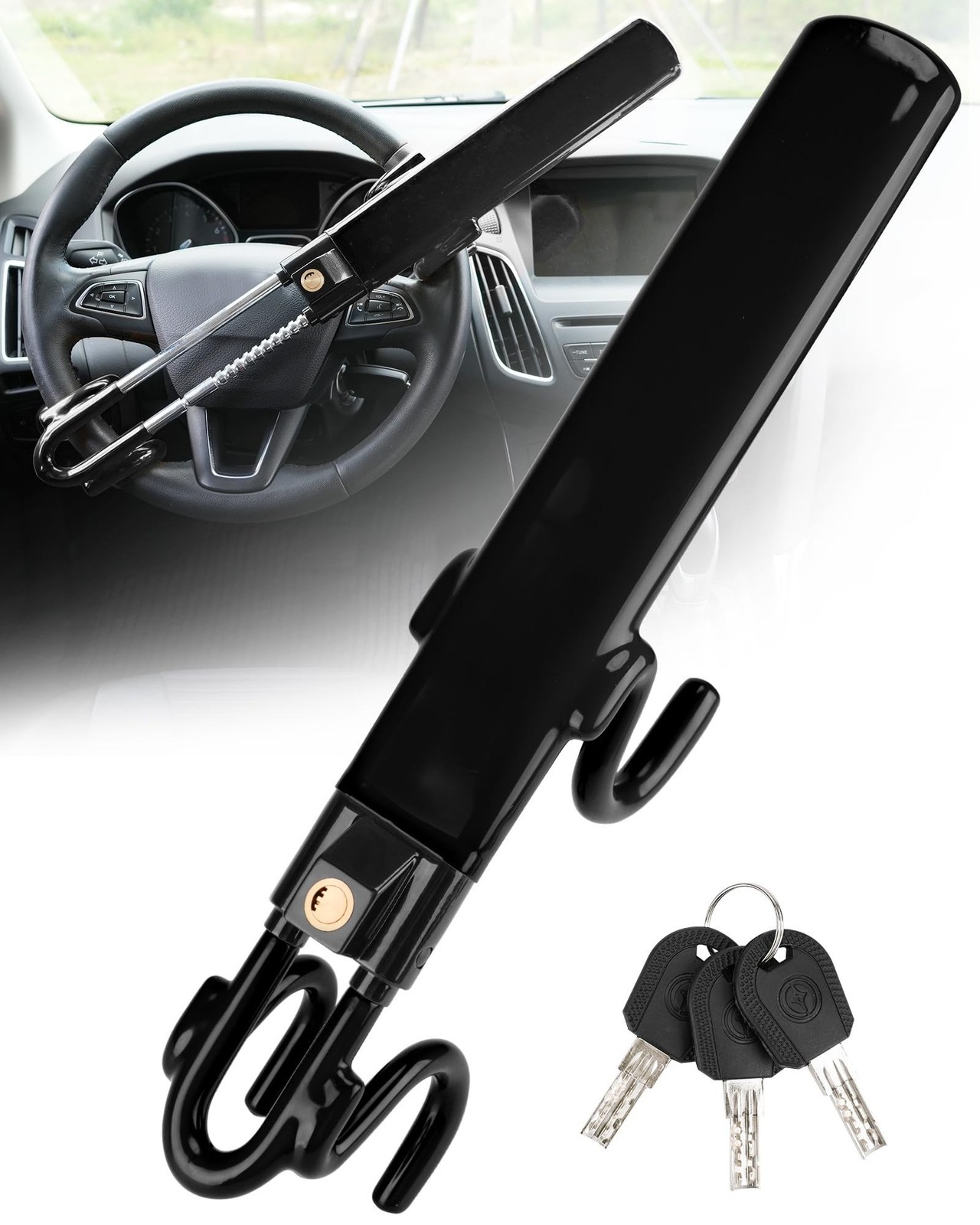 Tevlaphee Steering Wheel Lock Anti-Theft Car Device Heavy Duty Security Car L...