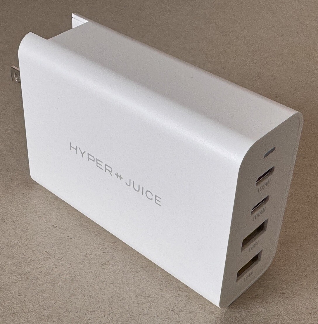 HyperJuice Power Adapter GaN Charger 100W USB-C & A 4 Ports Foldable HJ-GAN100