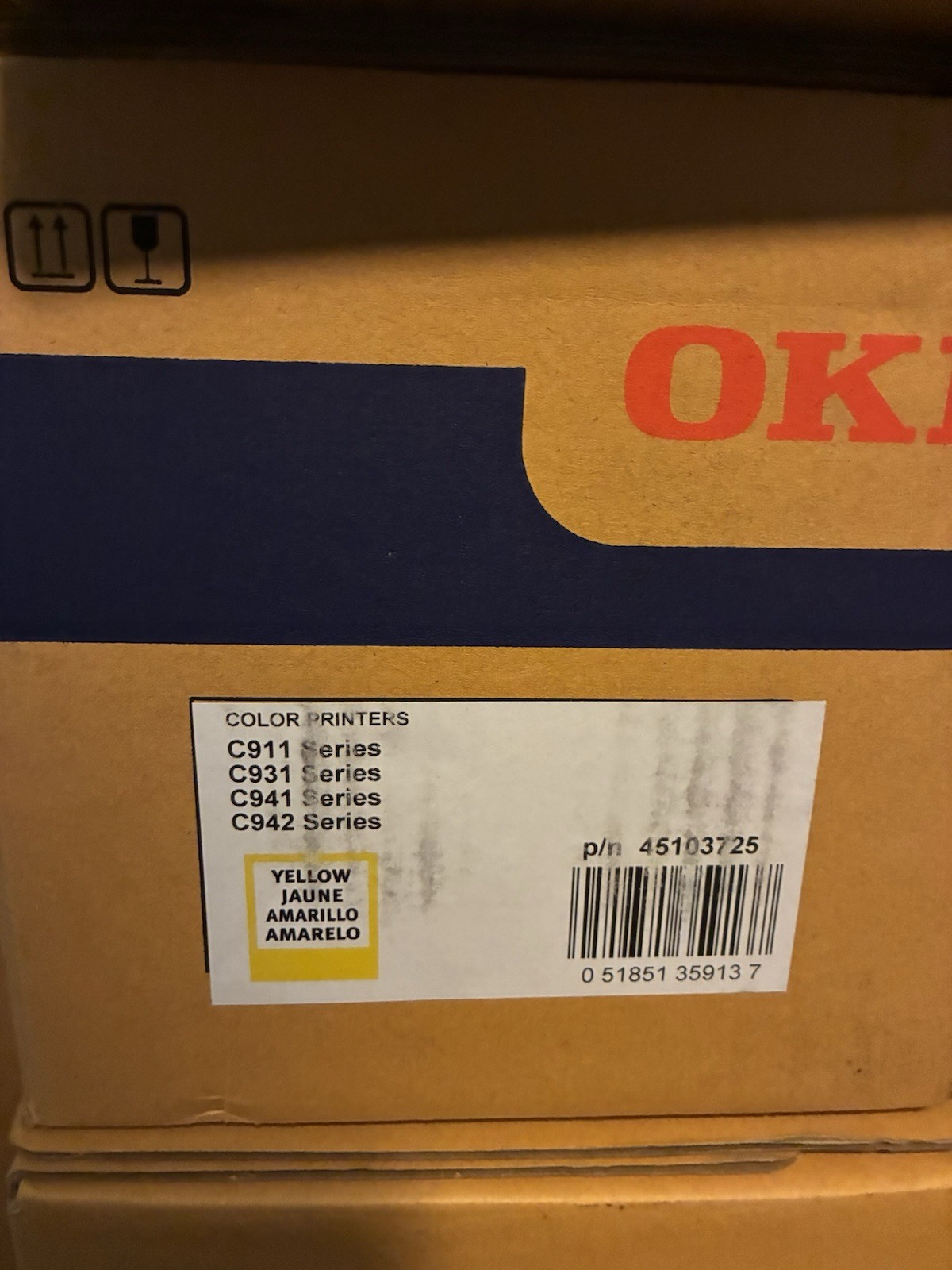 OKI Genuine Image drum Yellow  45103725 for C911 C931 C941 C942 Series