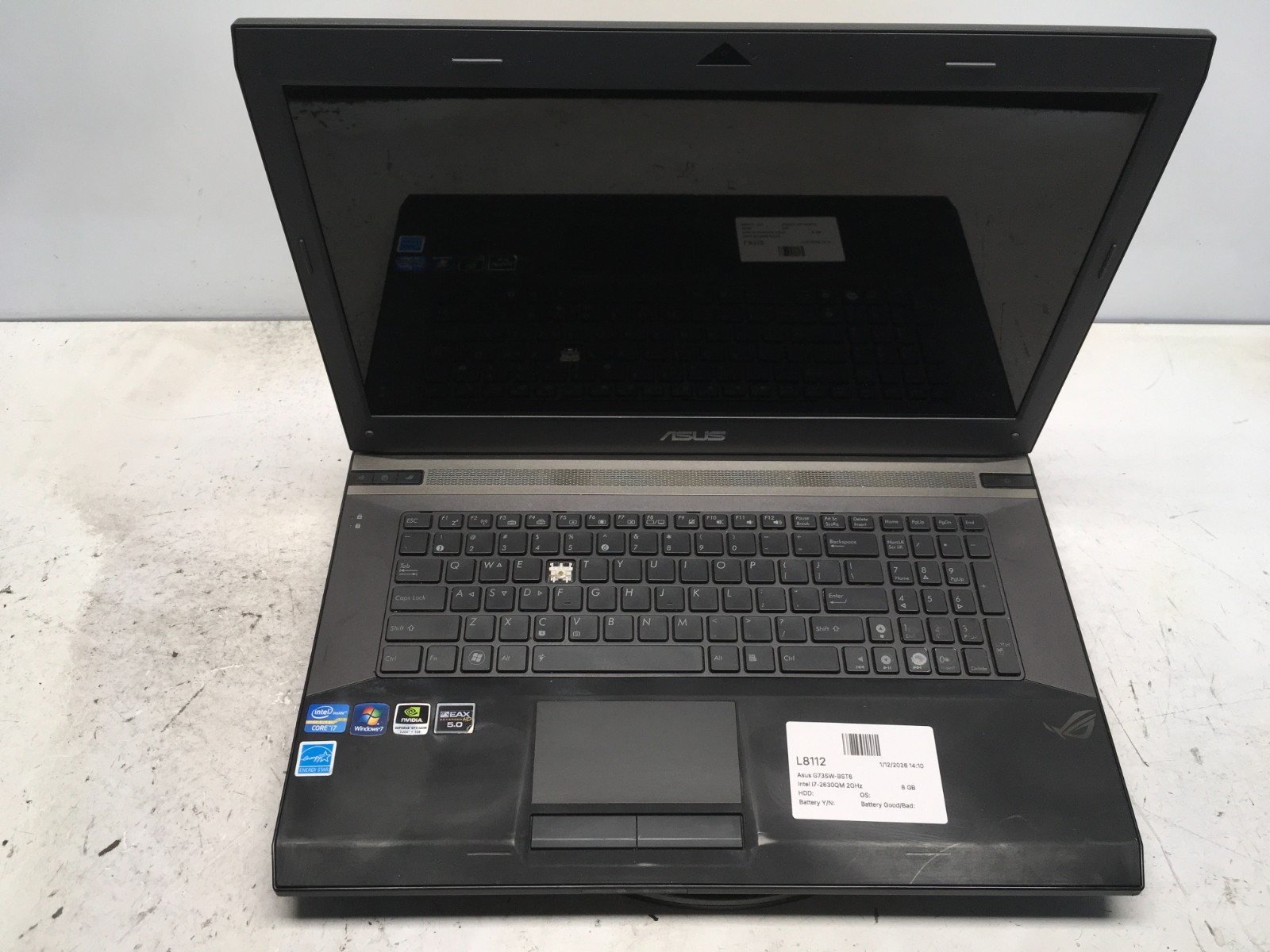 Asus G73SW-BST6 Intel i7-2630QM 2GHz 8 GB NO HDD - Geforce GTX460M