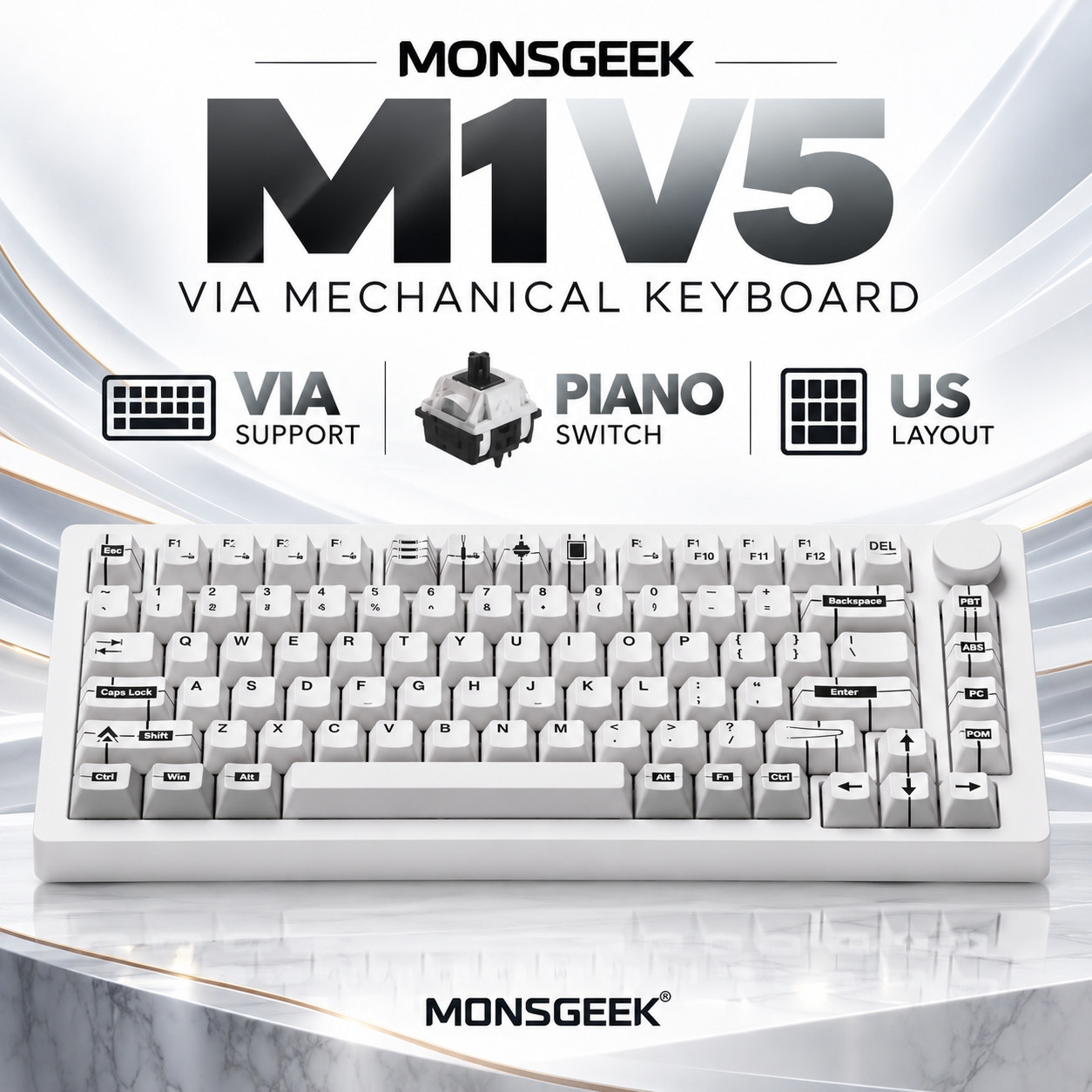 MonsGeek M1 V5 VIA Prototype 75% Wireless Mechanical Keyboard RGB Piano Pro Swit