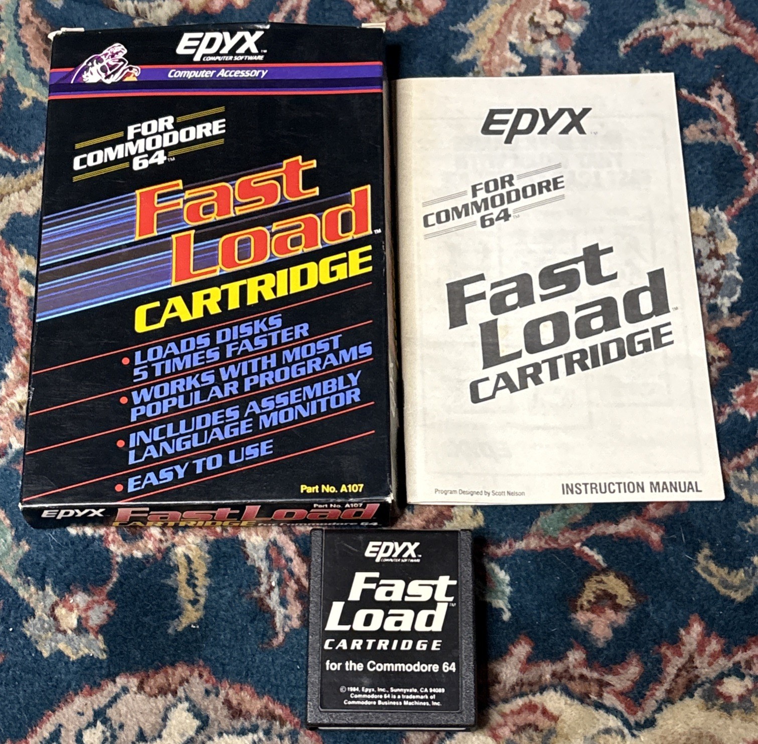 EPYX FAST LOAD CARTRIDGE COMMODORE 64 C64 DISK SPEED LOADER BOXED MANUAL
