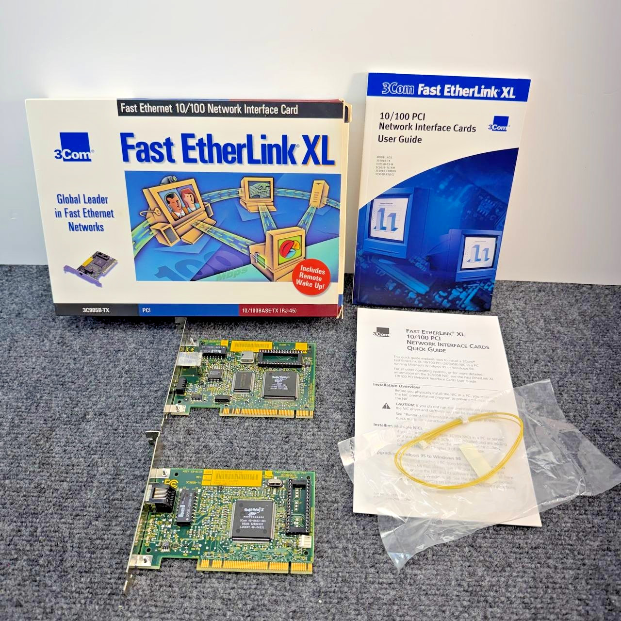 3Com 3C905B-TX Fast EtherLink XL PCI 10/100 NIC Lot Of 2 Network Cards Box