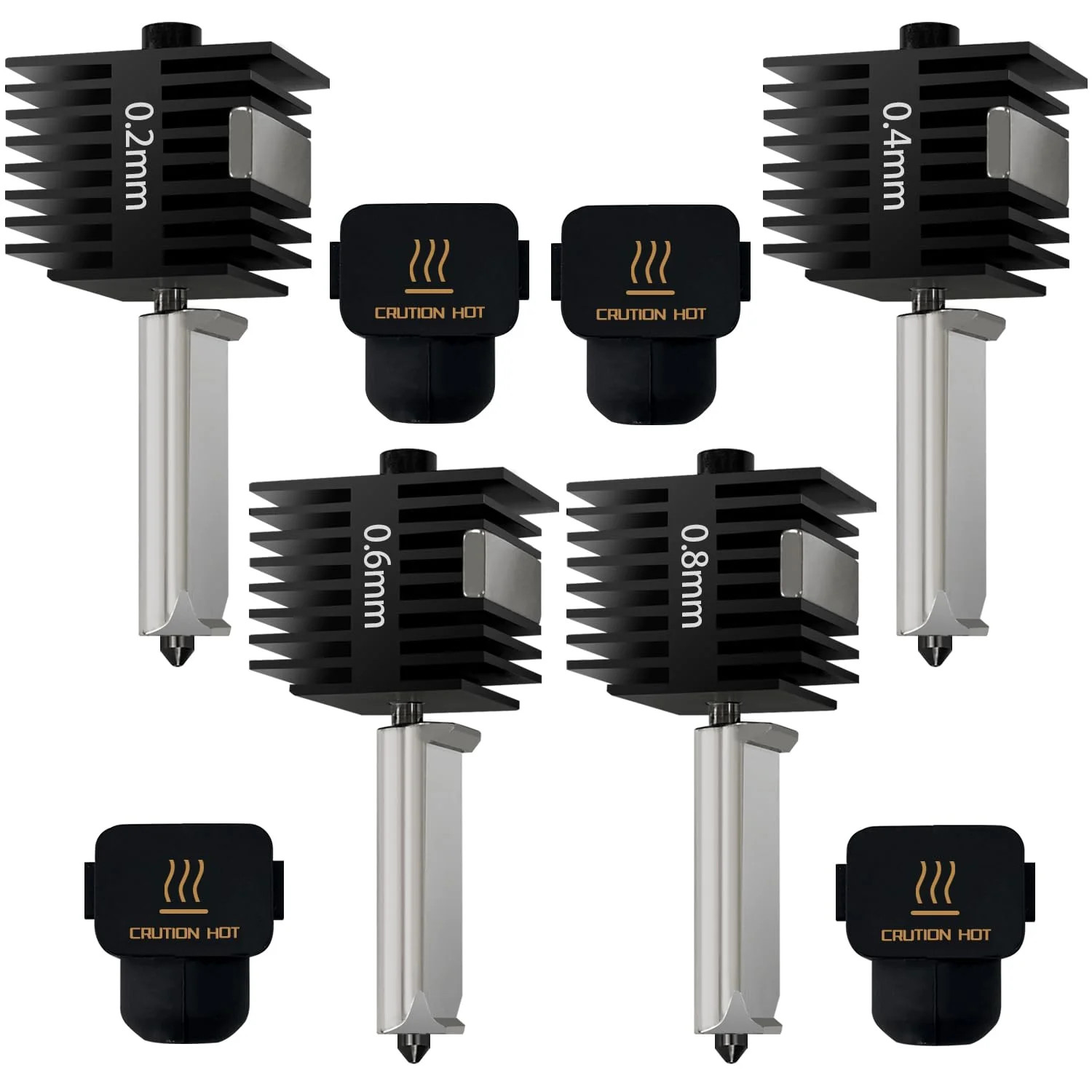 4 PCS A1 Mini/A1/A2L Hotend Kits 0.2/0.4/0.6/0.8MM Hardened Steel Nozzle