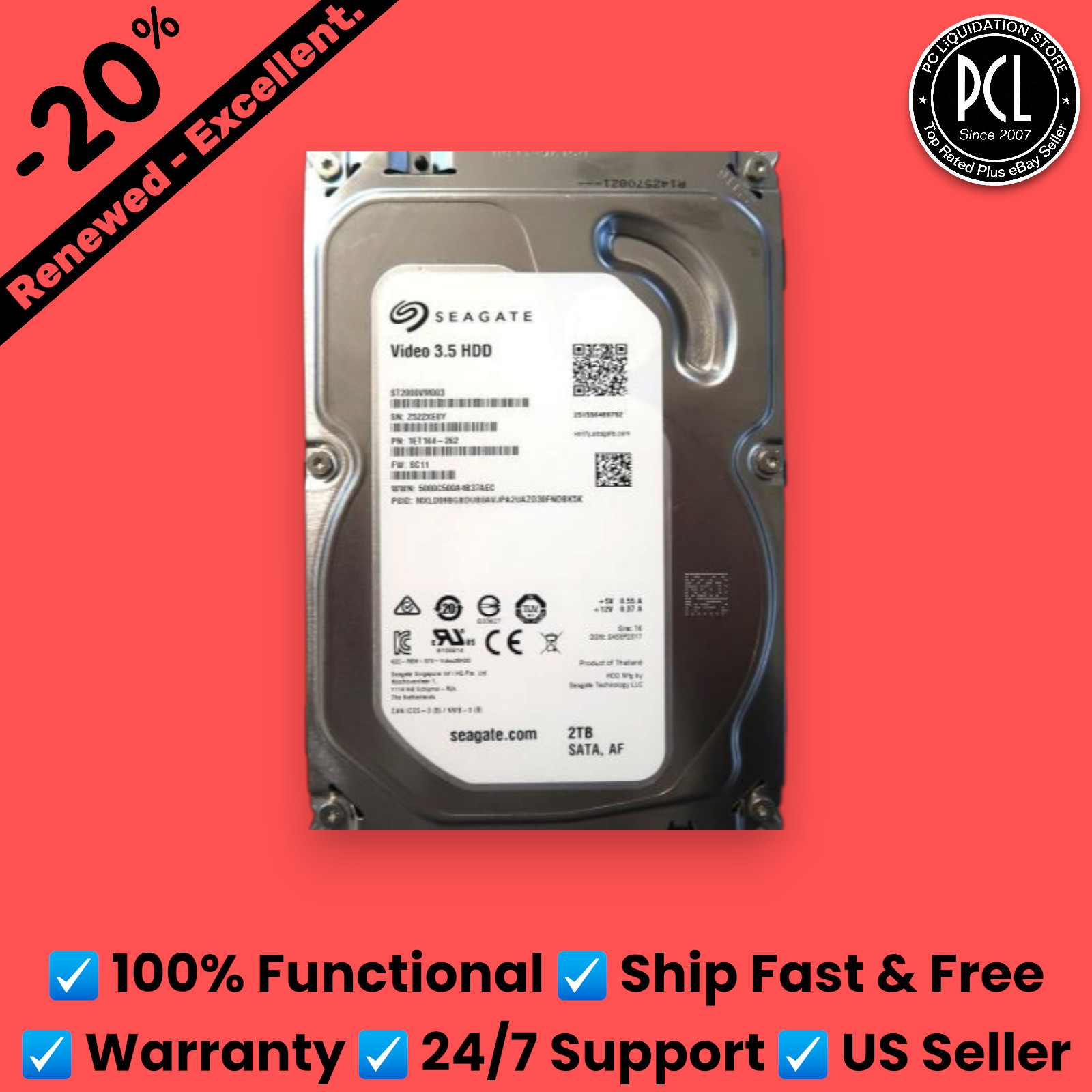 ✅ Seagate 2TB Video 3.5 HDD Hard Drives ST2000VM003 · For Surveillance/DVR/NVR ✅