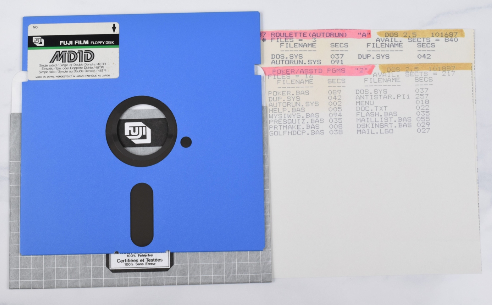Vtg Fuji Computer Floppy Disk - Atari, Untested, As-Is (Roulette, Poker)