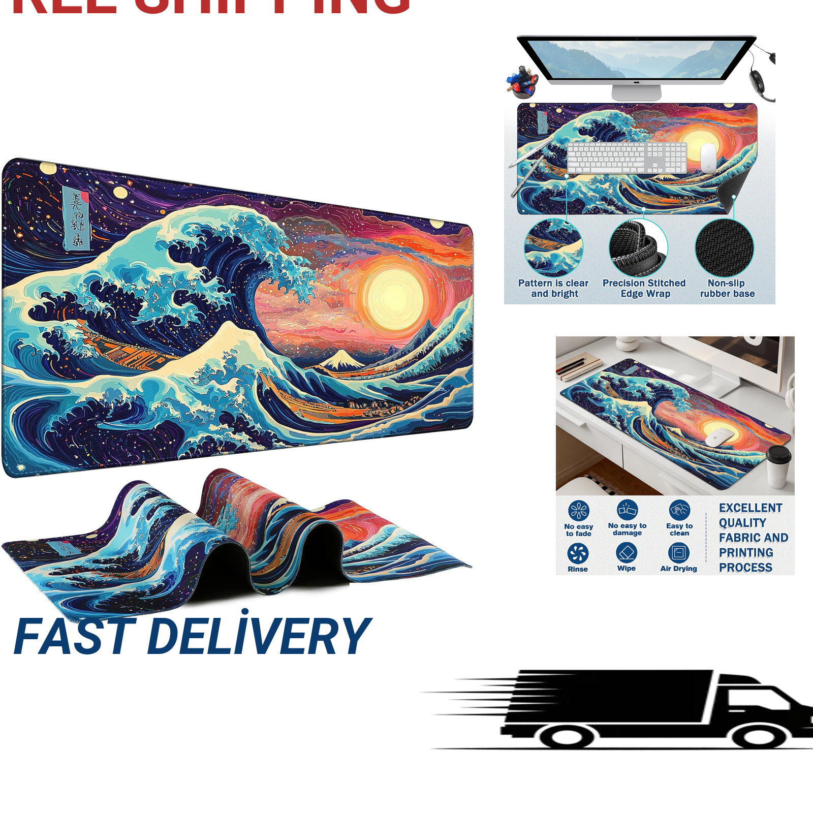 Large Gaming Mouse Pad Desk Mat for Keyboard and Mouse 35.4 Inch Extra Large Non