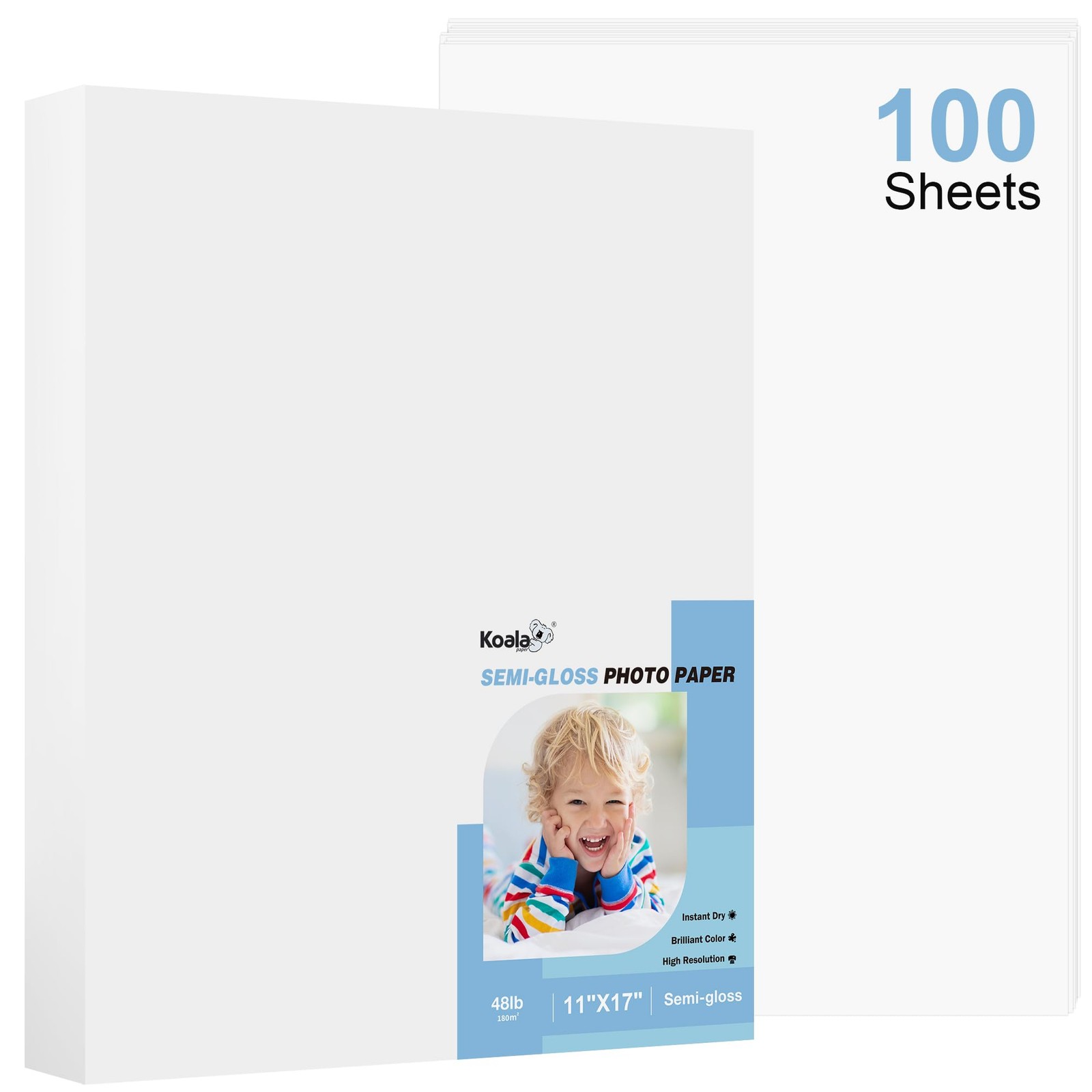 Koala SemiGloss Photo Paper 11x17 Inch 100 PCS Dye Ink 48LB 180gsm