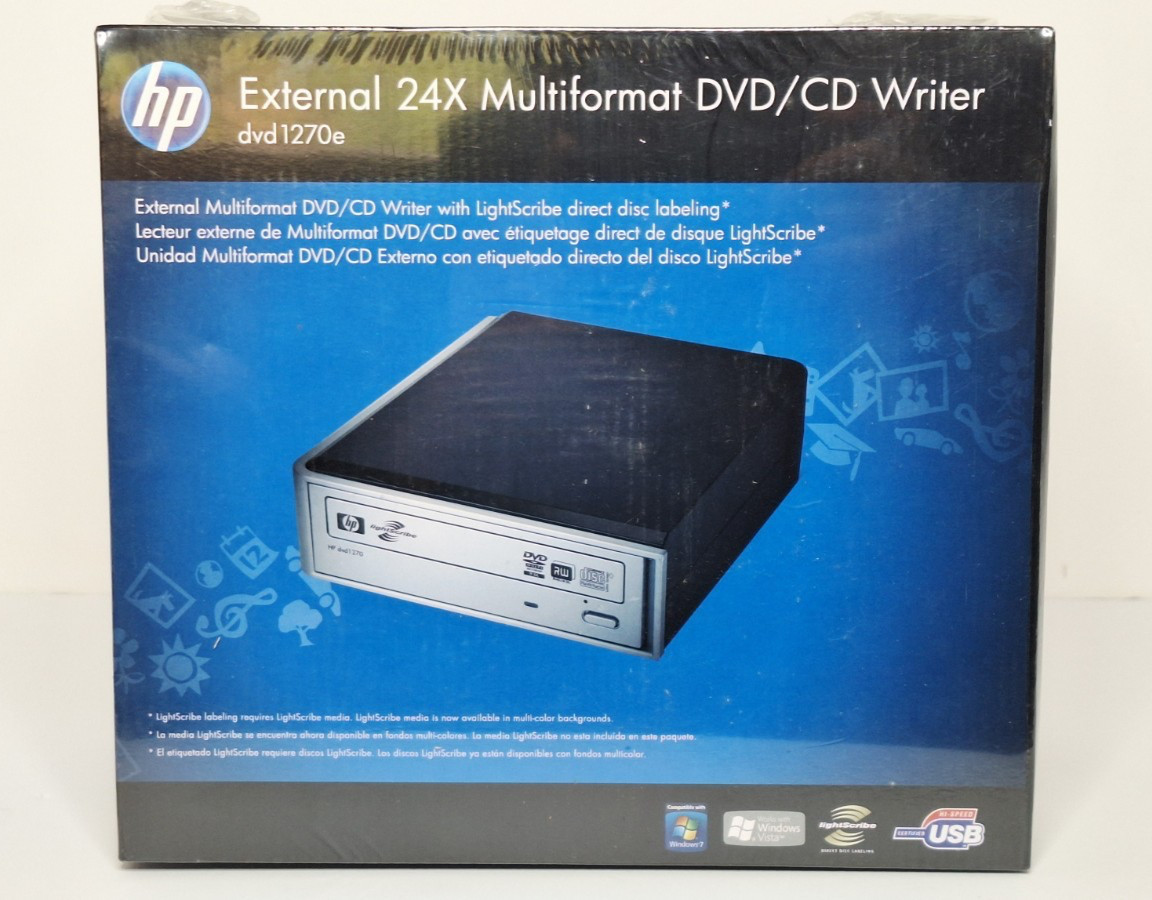 HP External 24x DVD/CD Writer dvd1270e with LightScribe USB DVD±R/RW