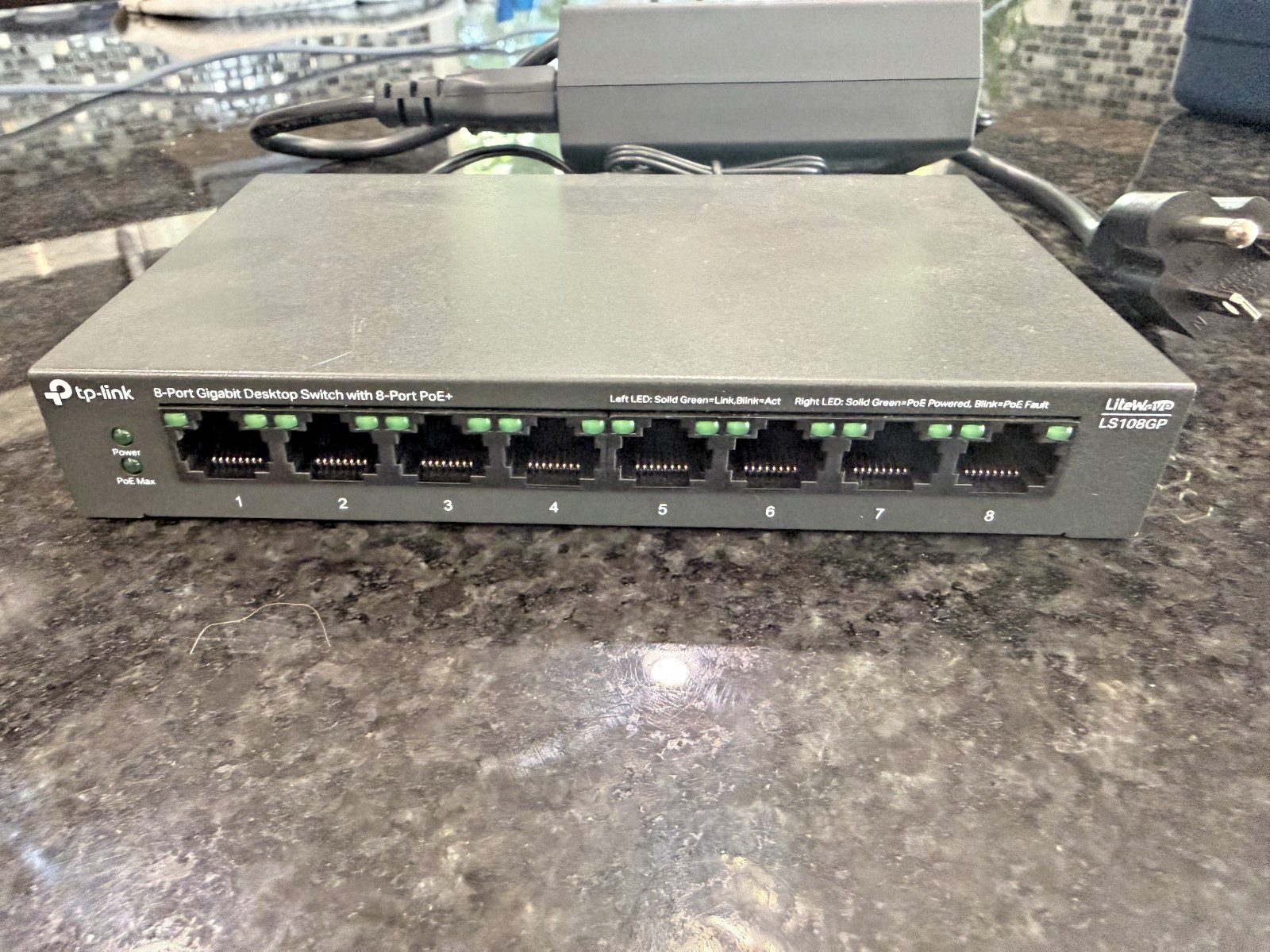TP-Link LS108GP 8-Port Gigabit PoE+ Ethernet Switch w/ OEM Power Supply