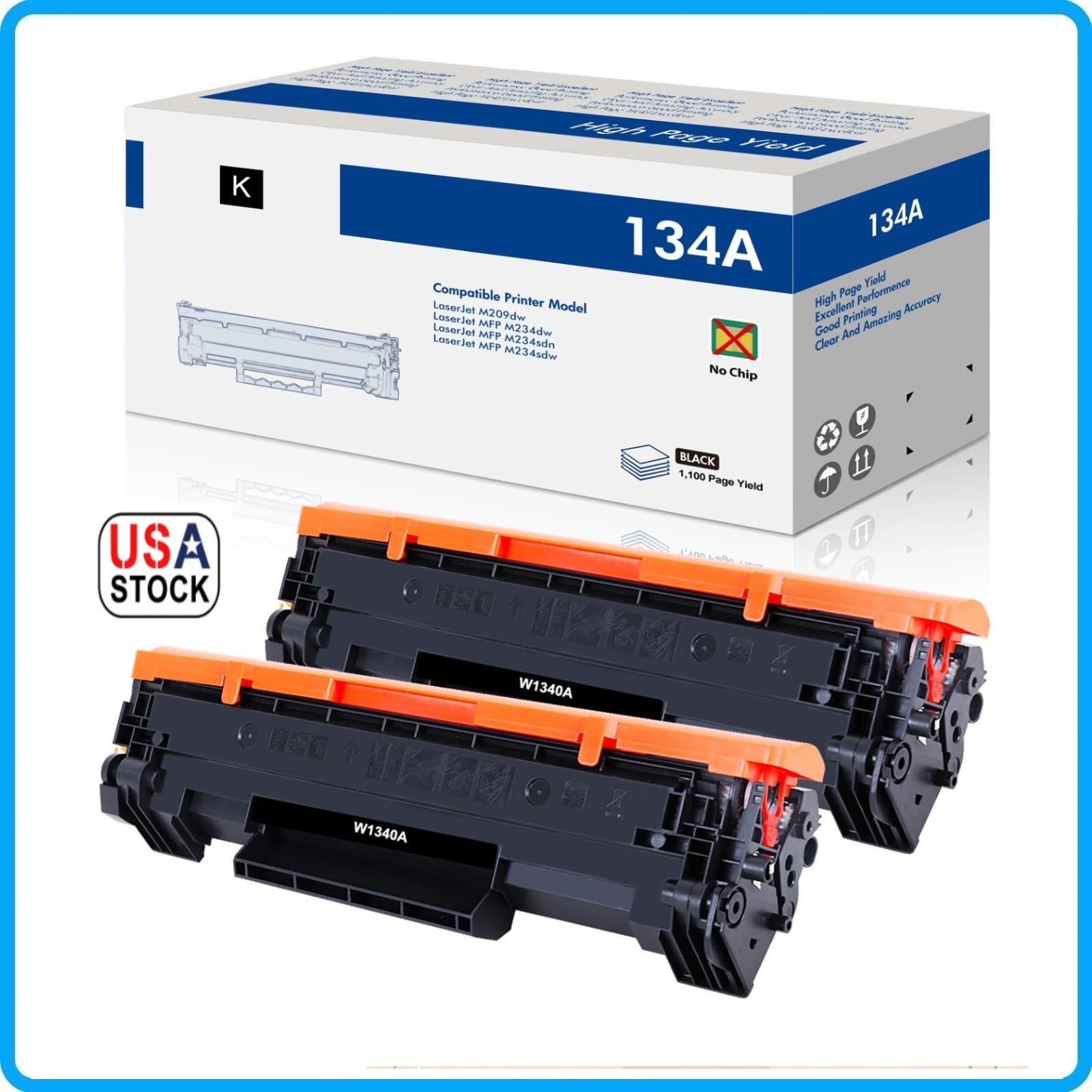 2PK NO CHIP W1340A Toner 134A Fits For HP LaserJet M209dw MFP M234dw M234sdw