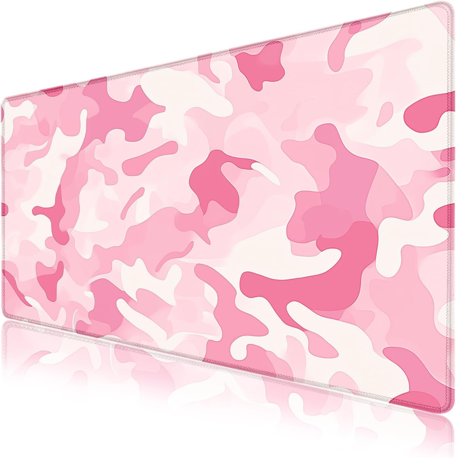 Minimalist Extra Large Desk Mat 31.5x15.7 Non-Slip Mouse Pad Pink Camo Office