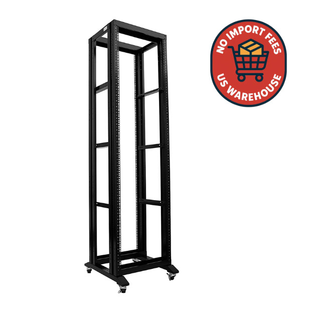 7FT 42U Open Frame Server Network Rack 17" Deep 600MM 4 Post 3 paris L rails